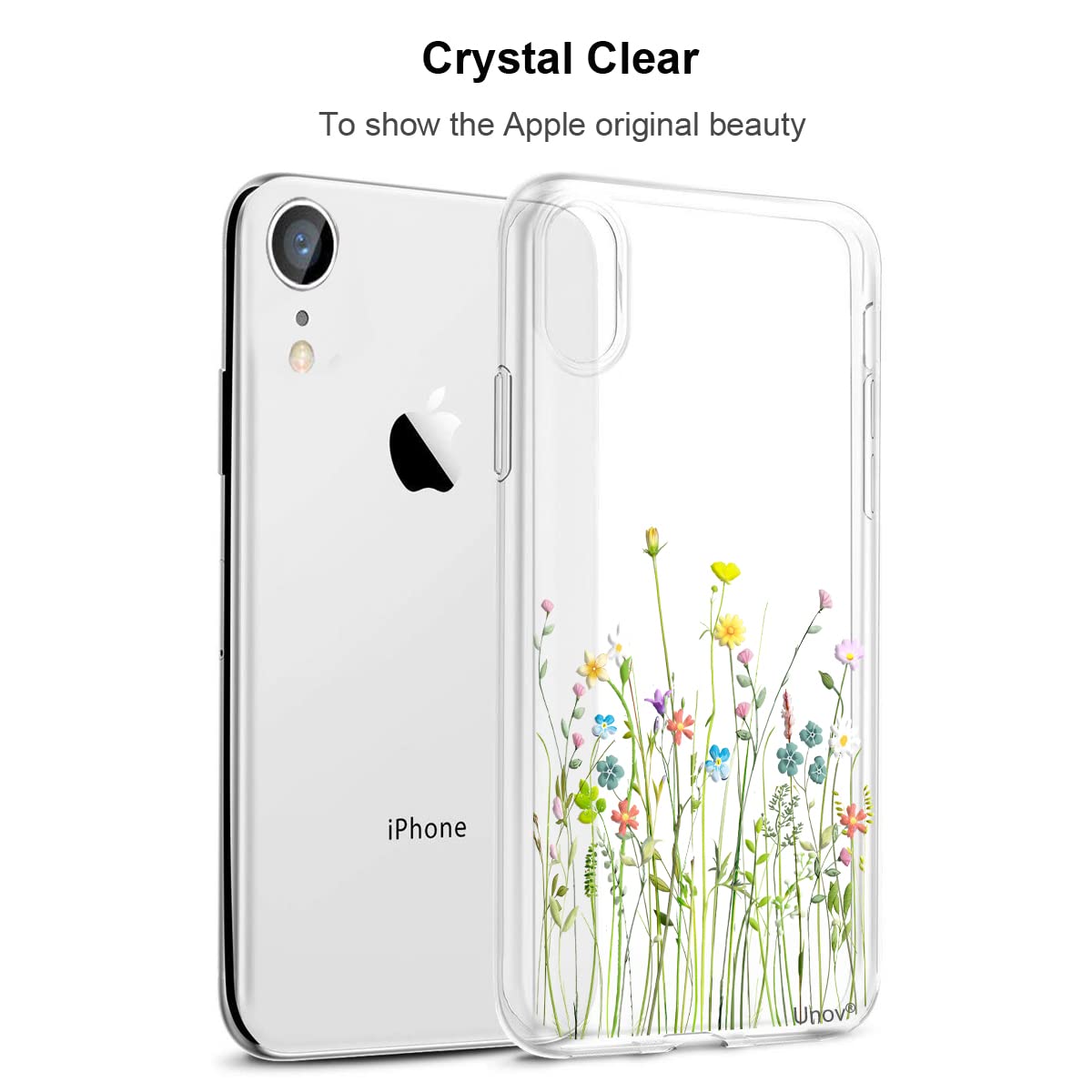 Unov iPhone XR Case Slim Protective TPU Embossed Flower Bouquet 6.1 Inch