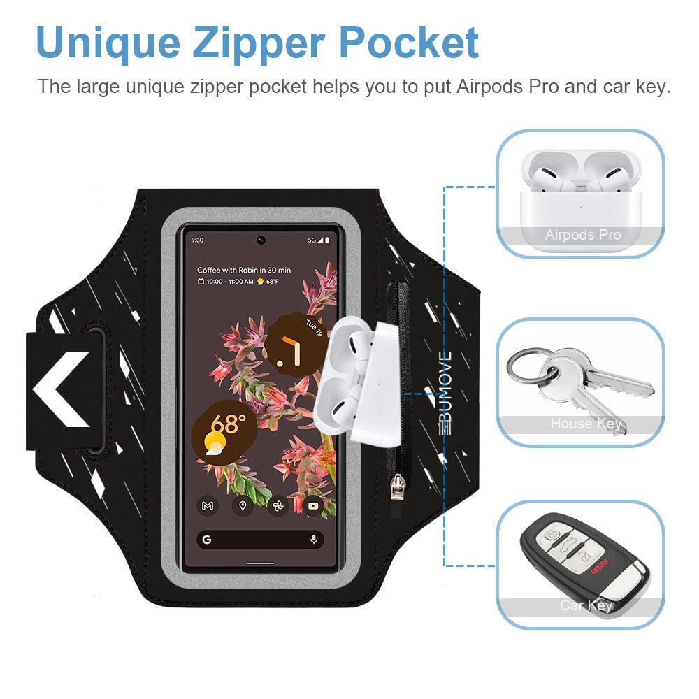 Pixel 8/8 Pro Armband, Bumove Gym Running Workouts Sports Phone Arm Band For Google Pixel 7, 7 Pro, 6, 6 Pro Up To 6.9 Inch With