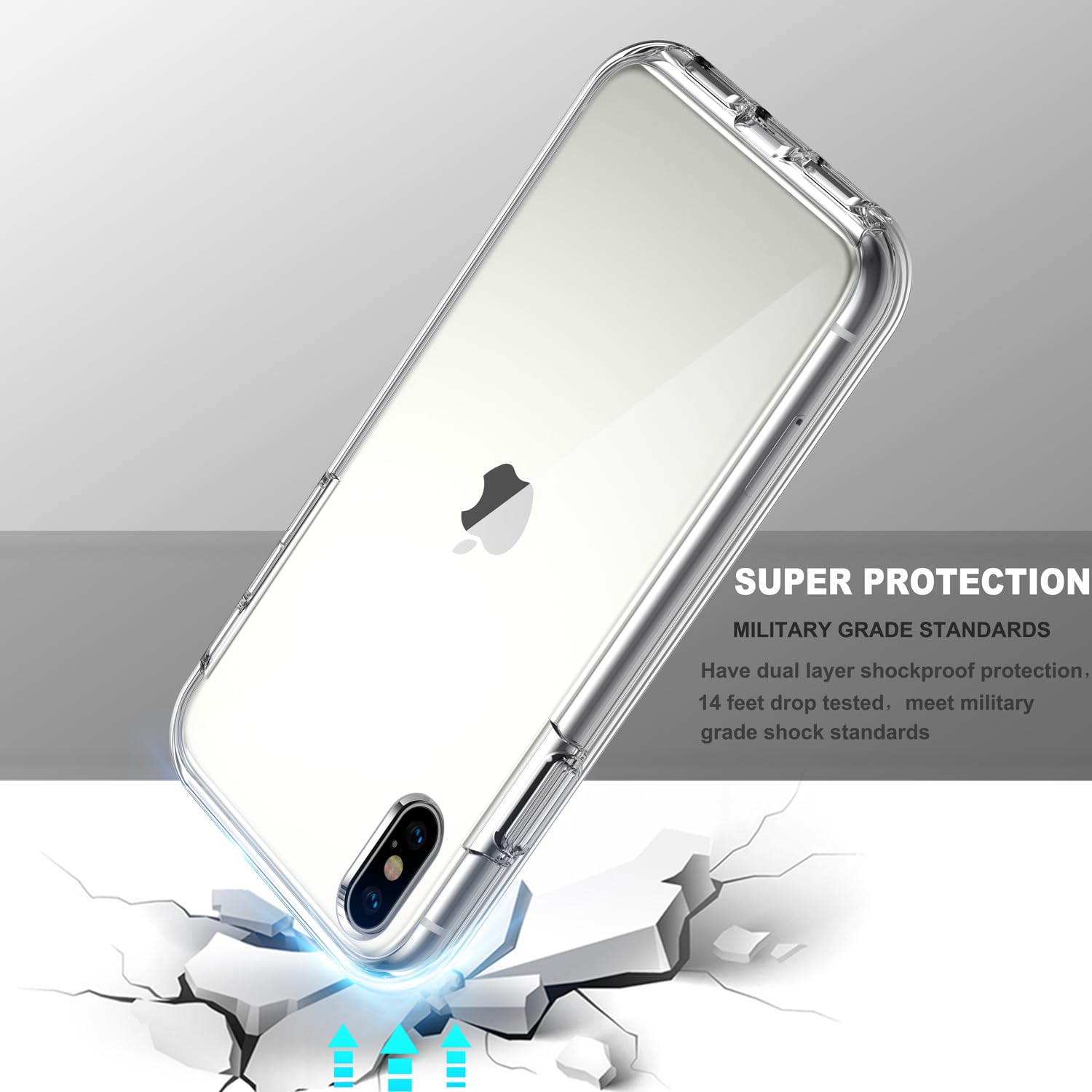 Coolqo Compatible For Iphone X/Xs Case [10 Ft Military Grade Drop Protection][2 X Tempered Glass Screen Protector][Dual Layer] H