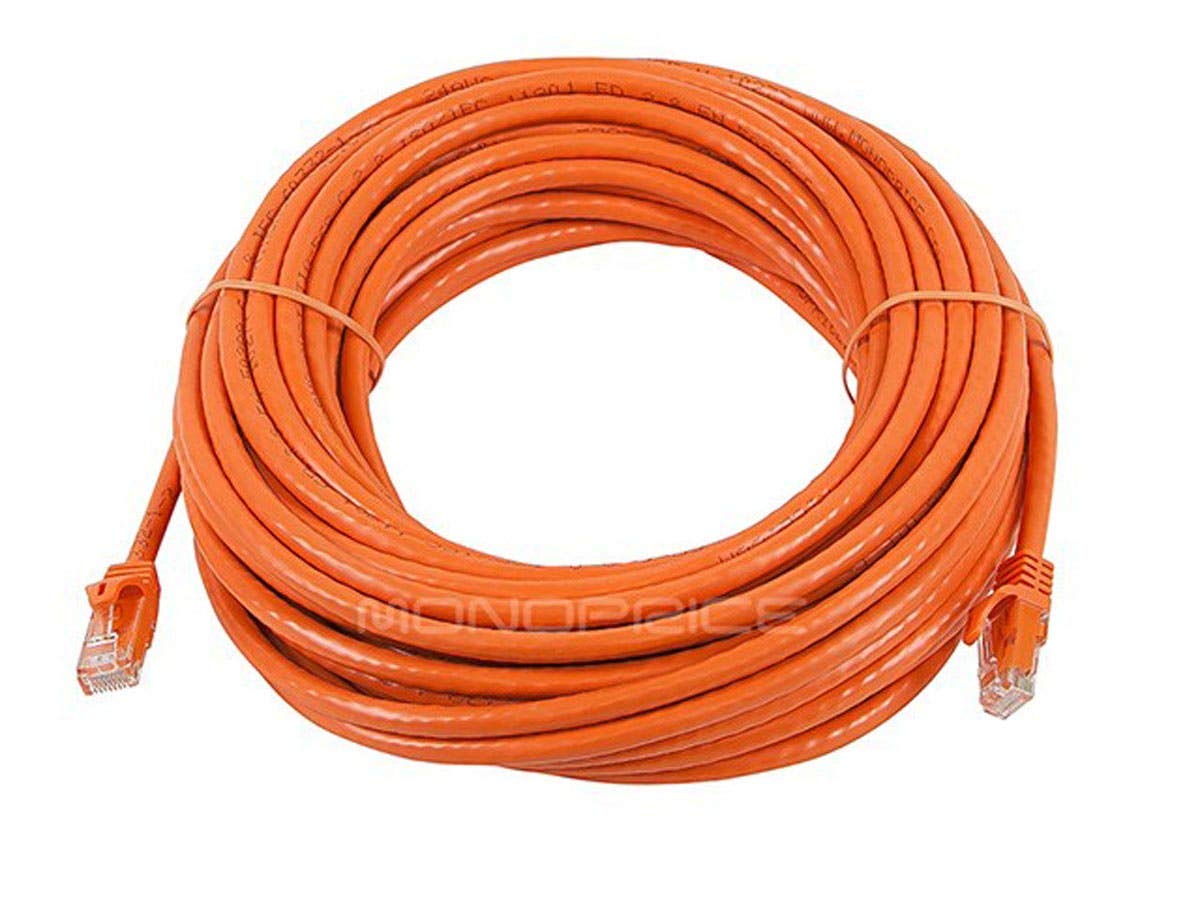 Monoprice Cat6 50Ft Orange Patch Cable Utp 24Awg 550Mhz Pure Bare Copper Snagless Rj45 Flexboot Series Ethernet Cable