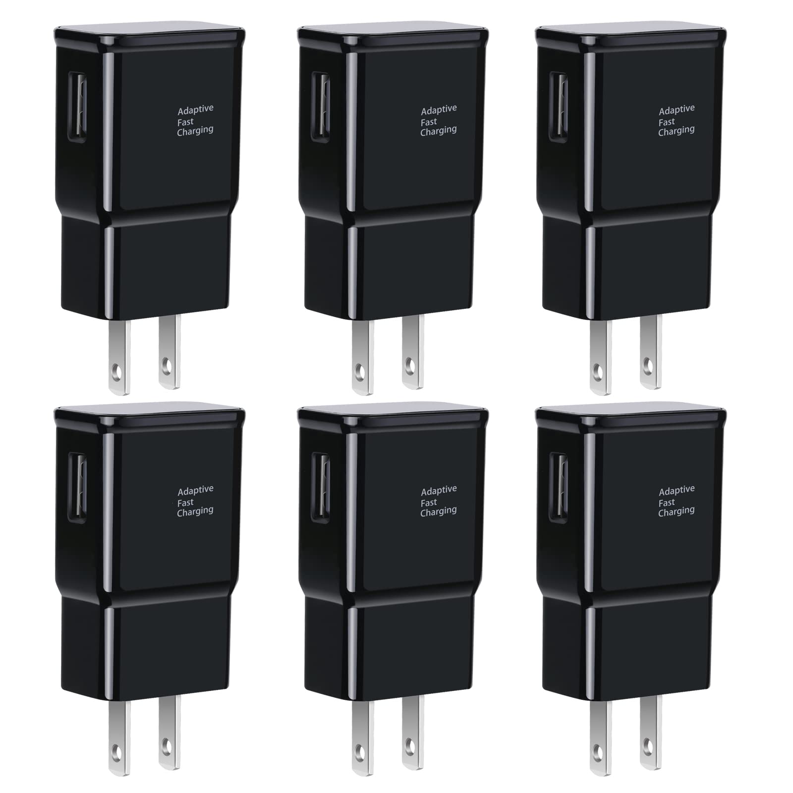 6 Pack Type C Charger Fast Charging Block, Android Phone Rapid Usb Wall Charger Compatible With Samsung Galaxy S21/S20/S10/S10E/S10 Plus/S9/S9 Plus/S8/S8 Plus/S7/S6/Note 10/Note 9/Note 8,Lg,Htc(Black)