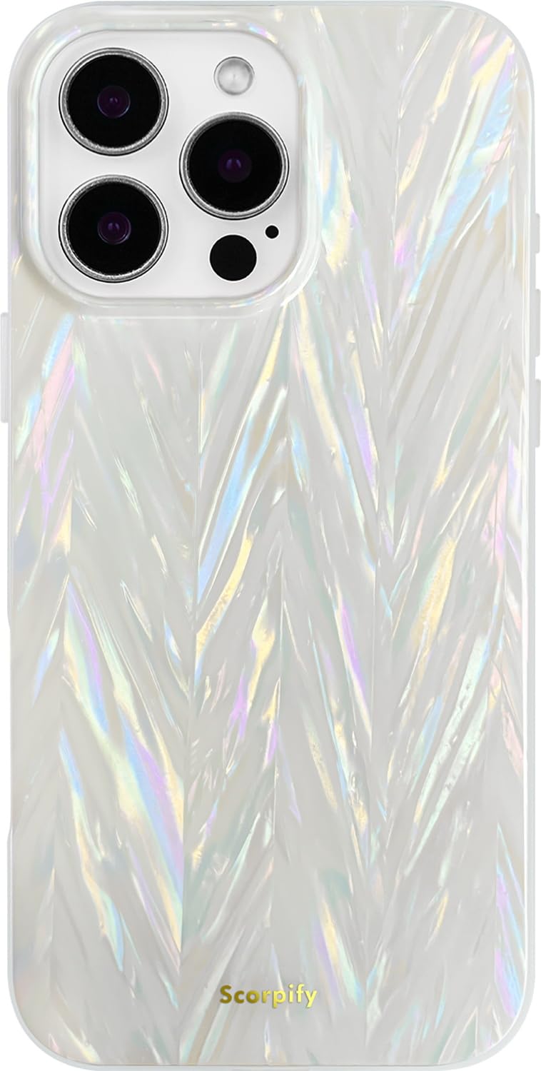 SCORPIFY for iPhone 16 Pro Max Case [Compatible with MagSafe] with Colorful Pearl Aurora Spine Design, Cute Clear Magnetic Phone