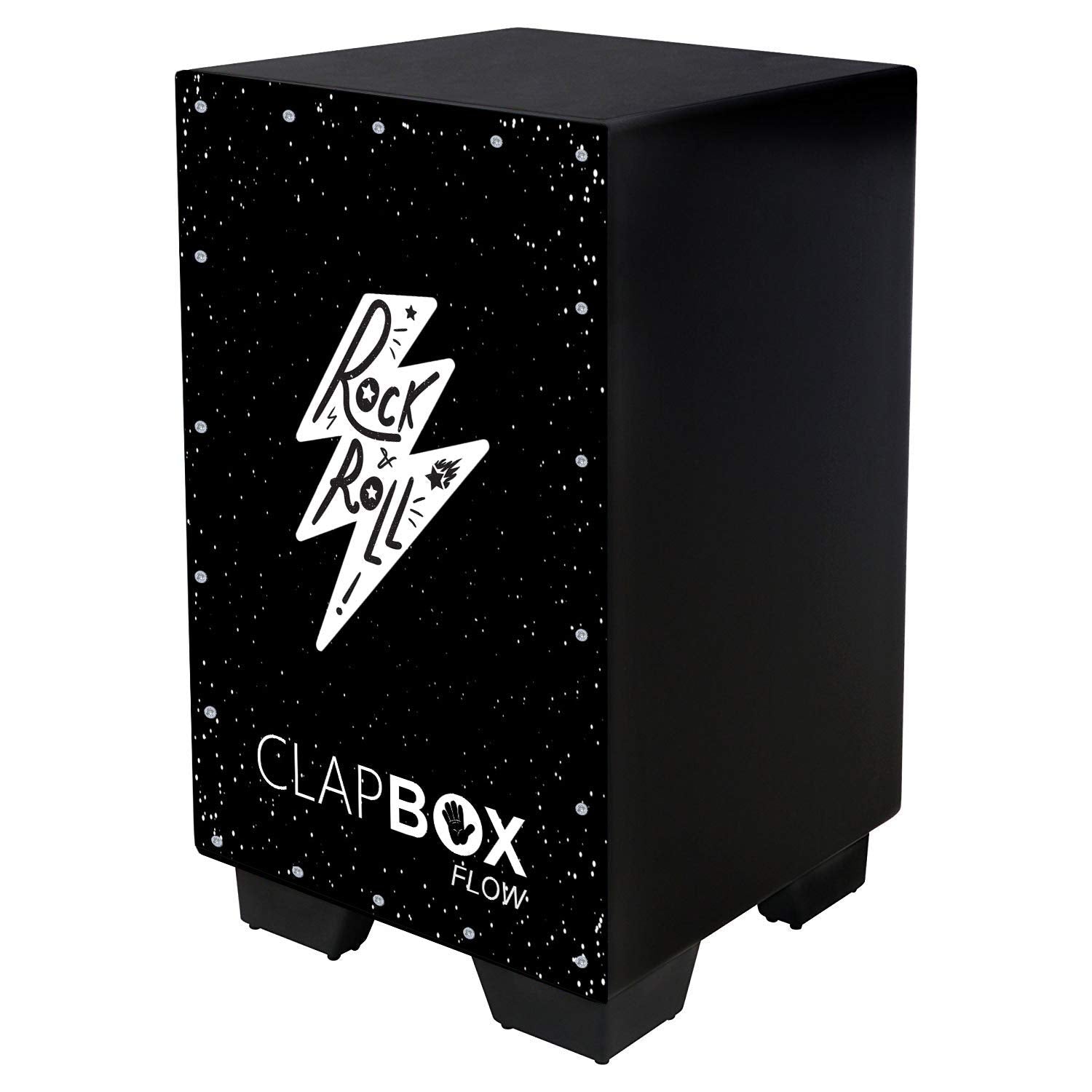 Clapbox Flow Graphic Cajon  Walnut Wood (H:50 W:30 L:30)   3 Internal Snares, Black (Disco) (Rock & Roll)