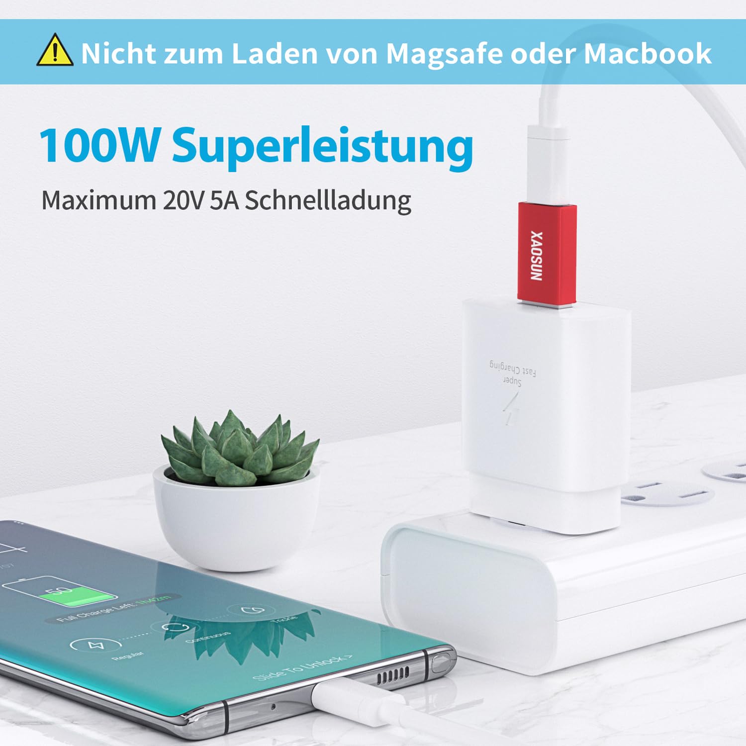 [10Gbps] Usb C Female To Usb Male Adapter (2 Pack), 3.1 Usb A To Usb C Adapter, Xaosun One Sided Superspeed Data Sync & 100W Fas