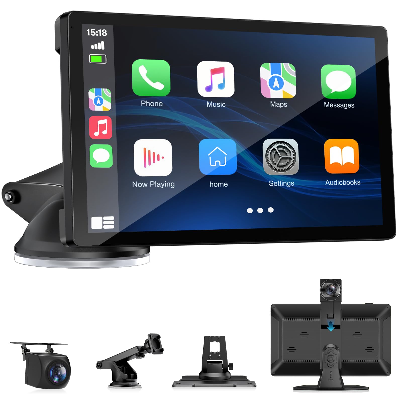 BOXGVO Wireless Carplay Screen for Car with 4K Dash Cam, 9 Portable Carplay & Android Auto, Car Touchscreen with 1080p Backup Ca