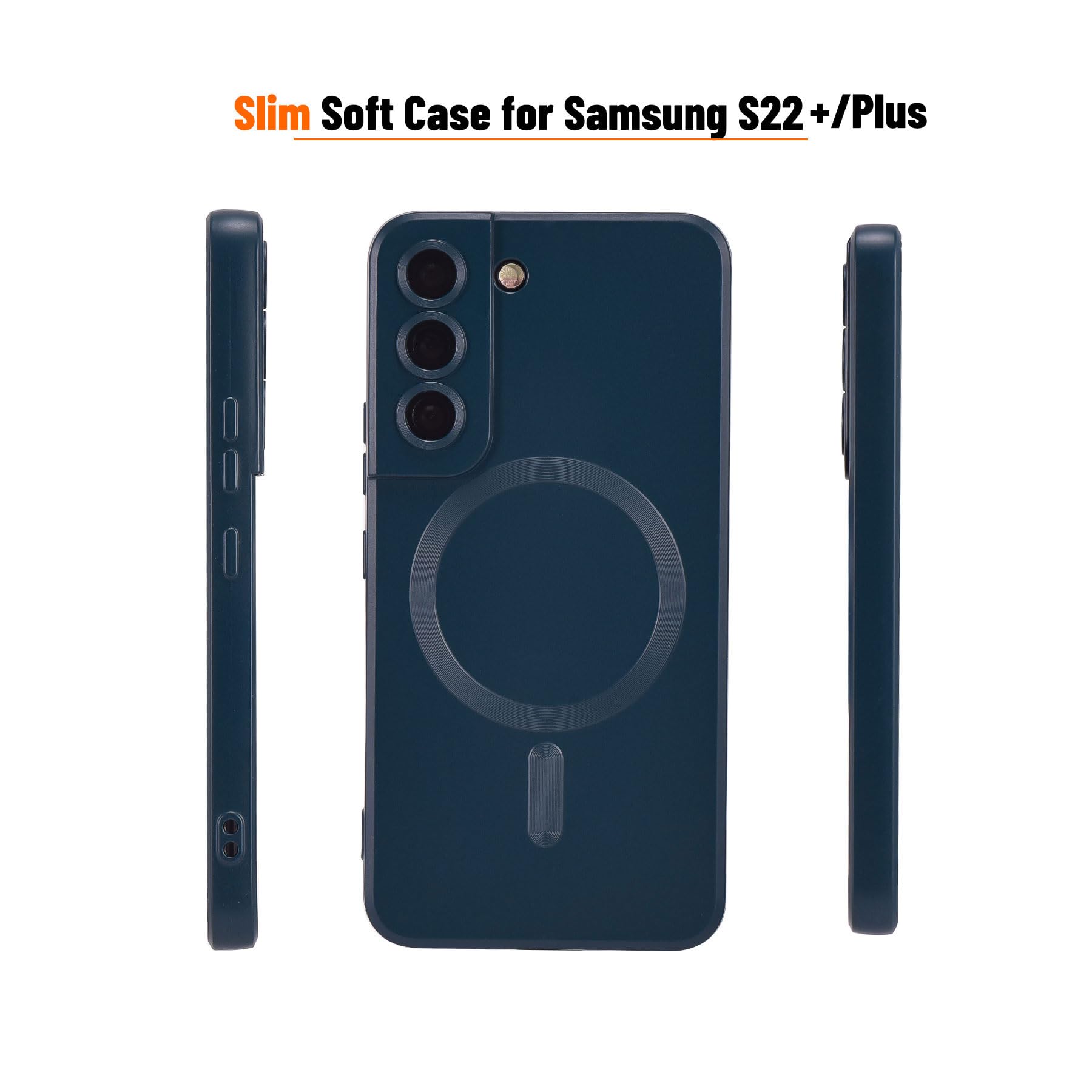 Yetagso Magnetic For Samsung Galaxy S22 Plus Case,Soft Silicone Samsung Galaxy S22 Plus Phone Case With Camera Protection,Slim F