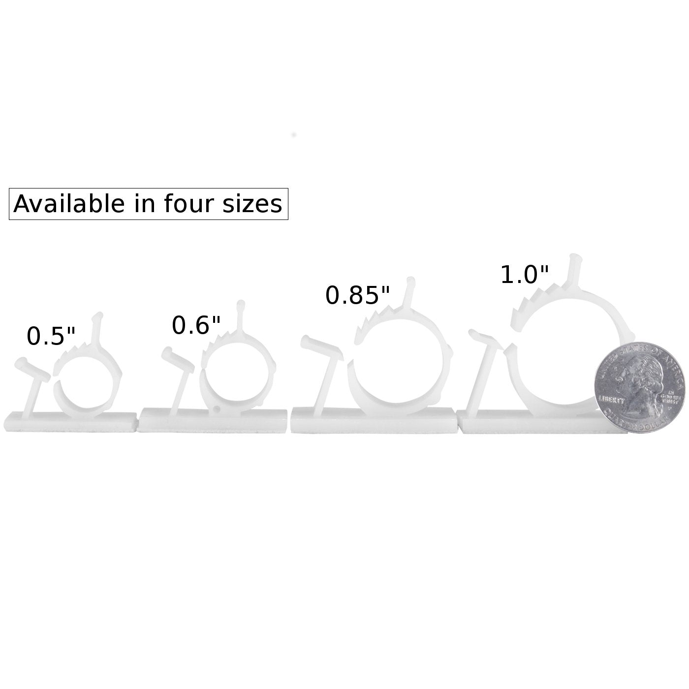 Jacobsparts V1 Adhesive Cable Management Clips, 0.85 Inch Adjustable Clamp, White (25 Pack)