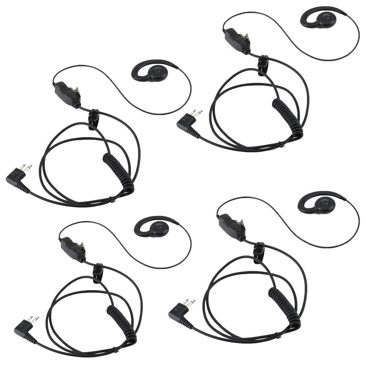 Hwayo Walkie Talkie Swivel Earpiece With Microphone And Ptt For Motorola Two Way Radio   Motorola Swivel Earpiece Compatible With Walkie Talkies Cls1410, Cls1100, Hkln4604A (4 Pack)