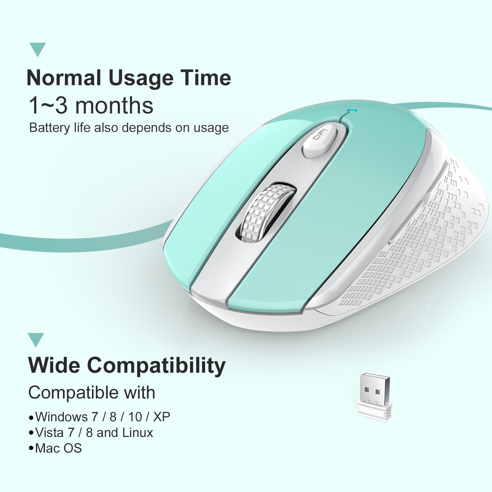 Racegt Wireless Mouse, Computer Mouse For Laptop, 2.4G Portable Silent Mouse, Plug & Play, Ergonomic Optical Mouse For Deskbtop,