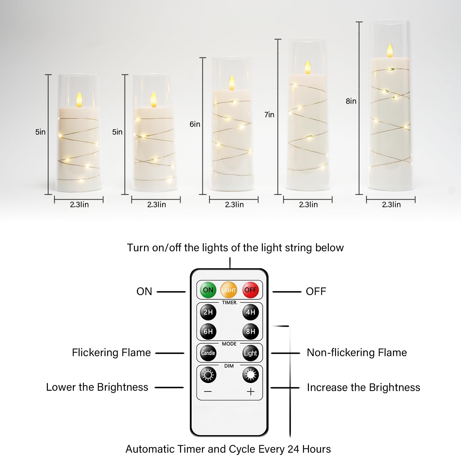 Kakoya Flameless Led Candles With Timer 5 Pc Flickering Flameless Candles For Romantic Ambiance And Home Decoration Stable Acryl