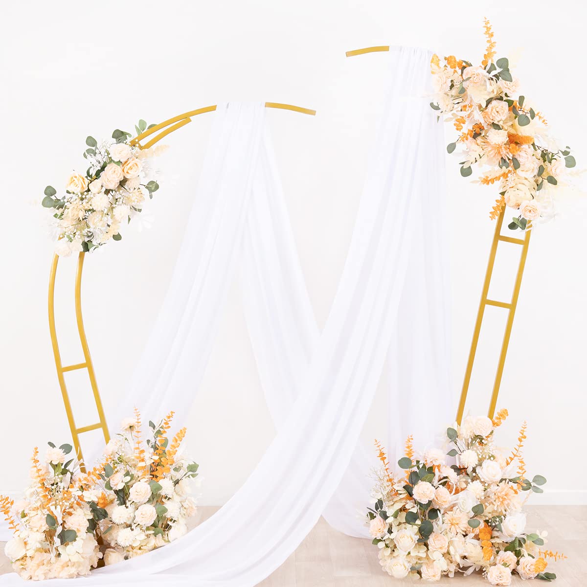 Socomi Wedding Arch Draping Fabric 2 Panels 29'' X 19Ft White Sheer Chiffon Curtain Drapes 6 Yards For Wedding Ceremony Birthday