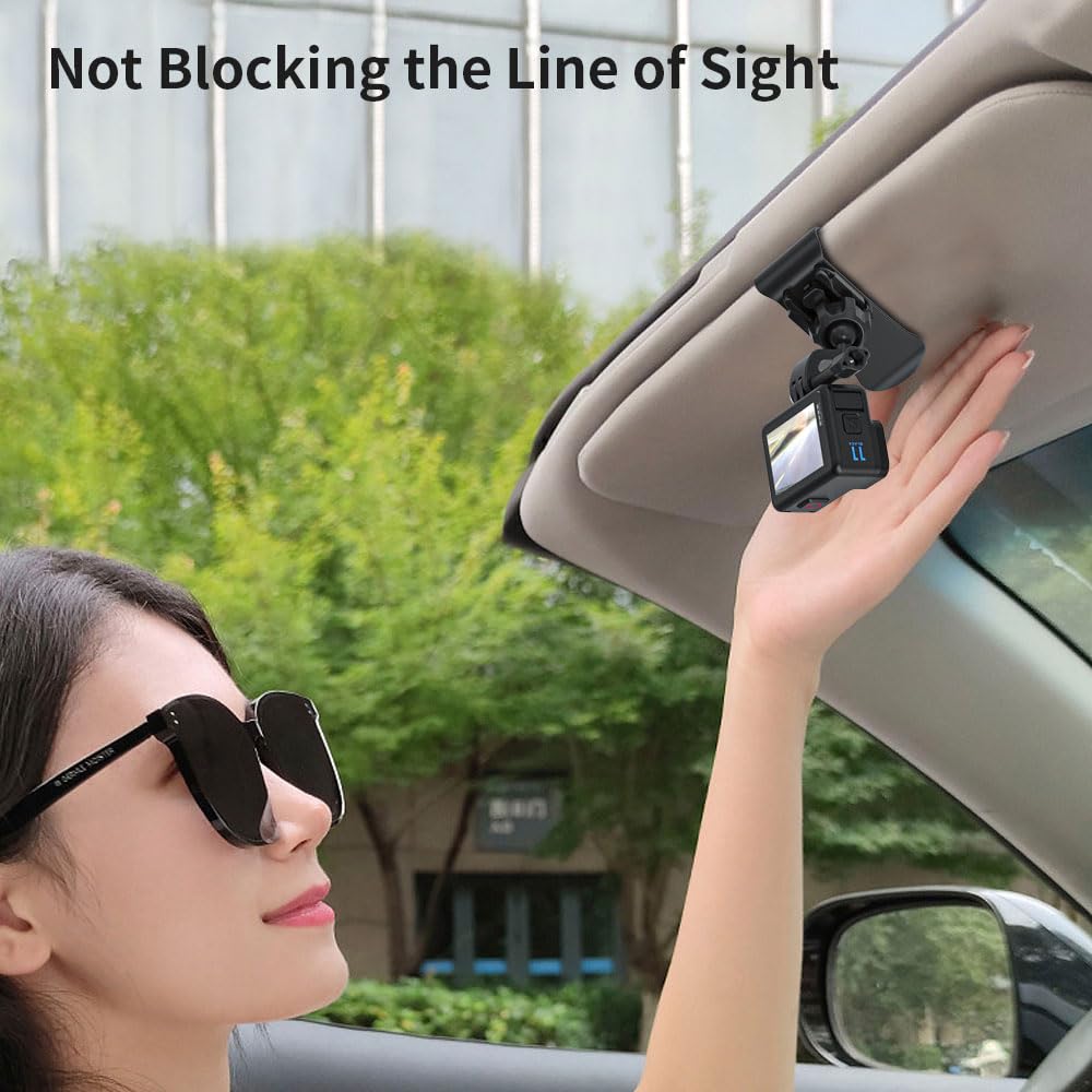 Skezn Upgrade Car Sun Visor Mount, Vlog/Video Holder Compatible With Gopro Hero 13/12/11/10/9/8 Black, Insta360, Dji Action 4/3 And More (1.8 * 3.7 * 2.8 In)