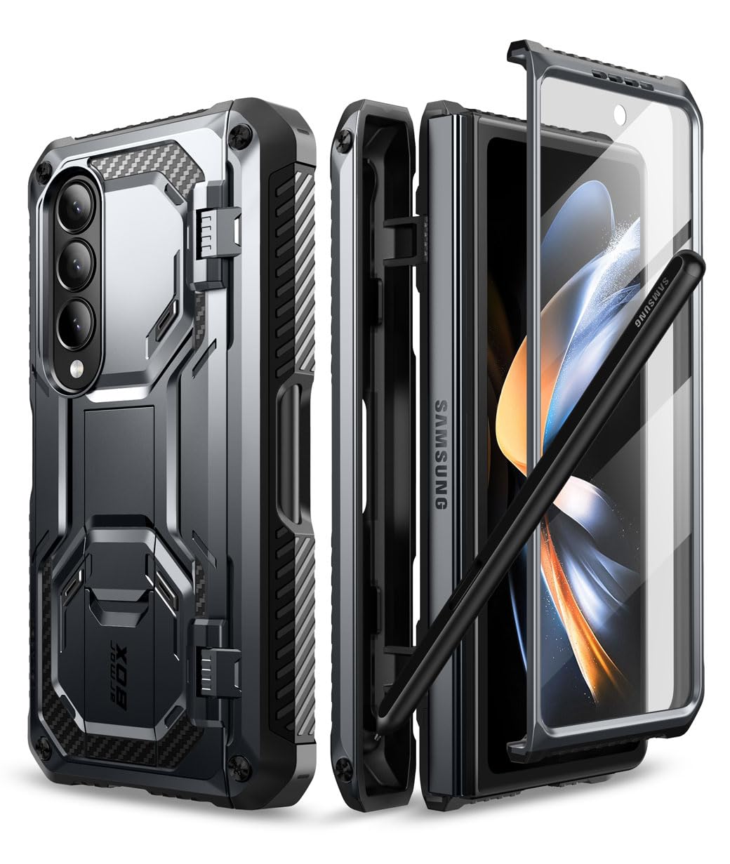 I Blason Armorbox Designed For Samsung Galaxy Z Fold 4 Case (2022 Release) With Pen Holder & Kickstand, Full Body Protective Bum