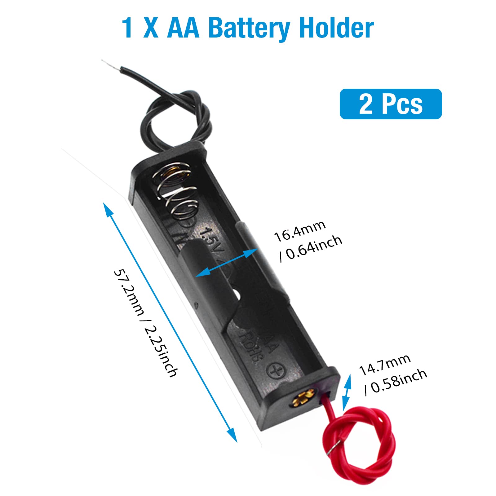 Qteatak 8 Pack Aa Battery Holder Bundle With Wire 1 Aa Battery Holder 1.5V, 2 Pcs, 2 Aa Battery Holder 3V, 2 Pcs, 3 Aa Battery H