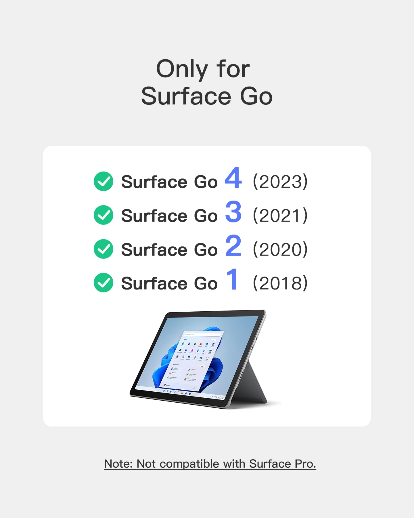 Inateck For Surface Go Keyboard, Bluetooth 5.3, 7 Color Backlight, Compatible With Surface Go 4 (2023), Surface Go 3/2/1 Gen, Wi
