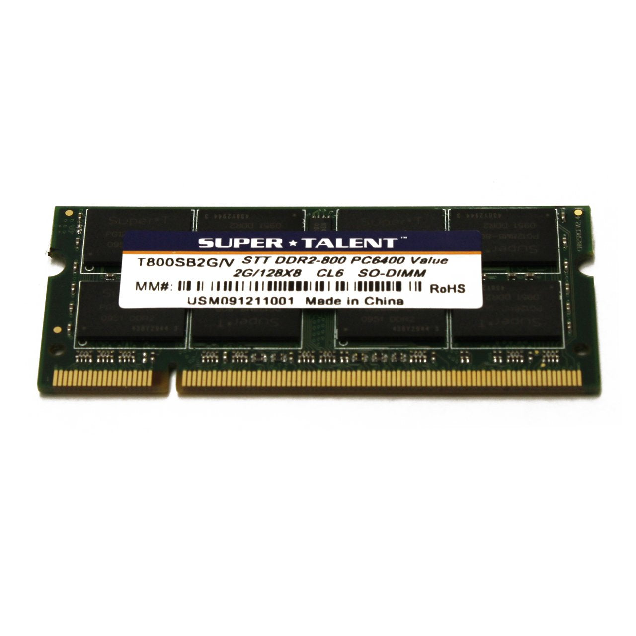 Super Talent Ddr2 800 Sodimm 2 Gb/128 X 8 Value Notebook Memory T800Sb2G/V