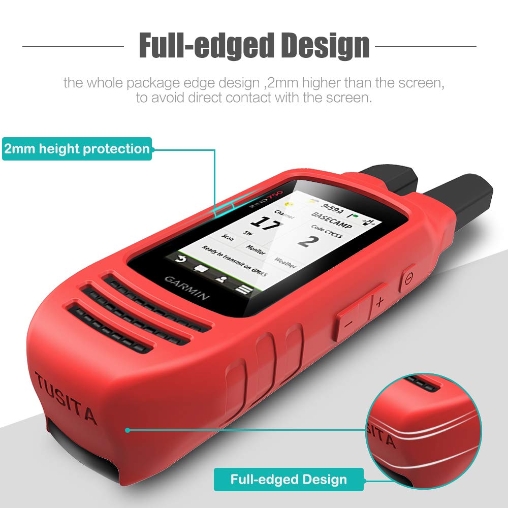 Tusita Silicone Case Compatible With Garmin Rino 750 750T 755T   Red