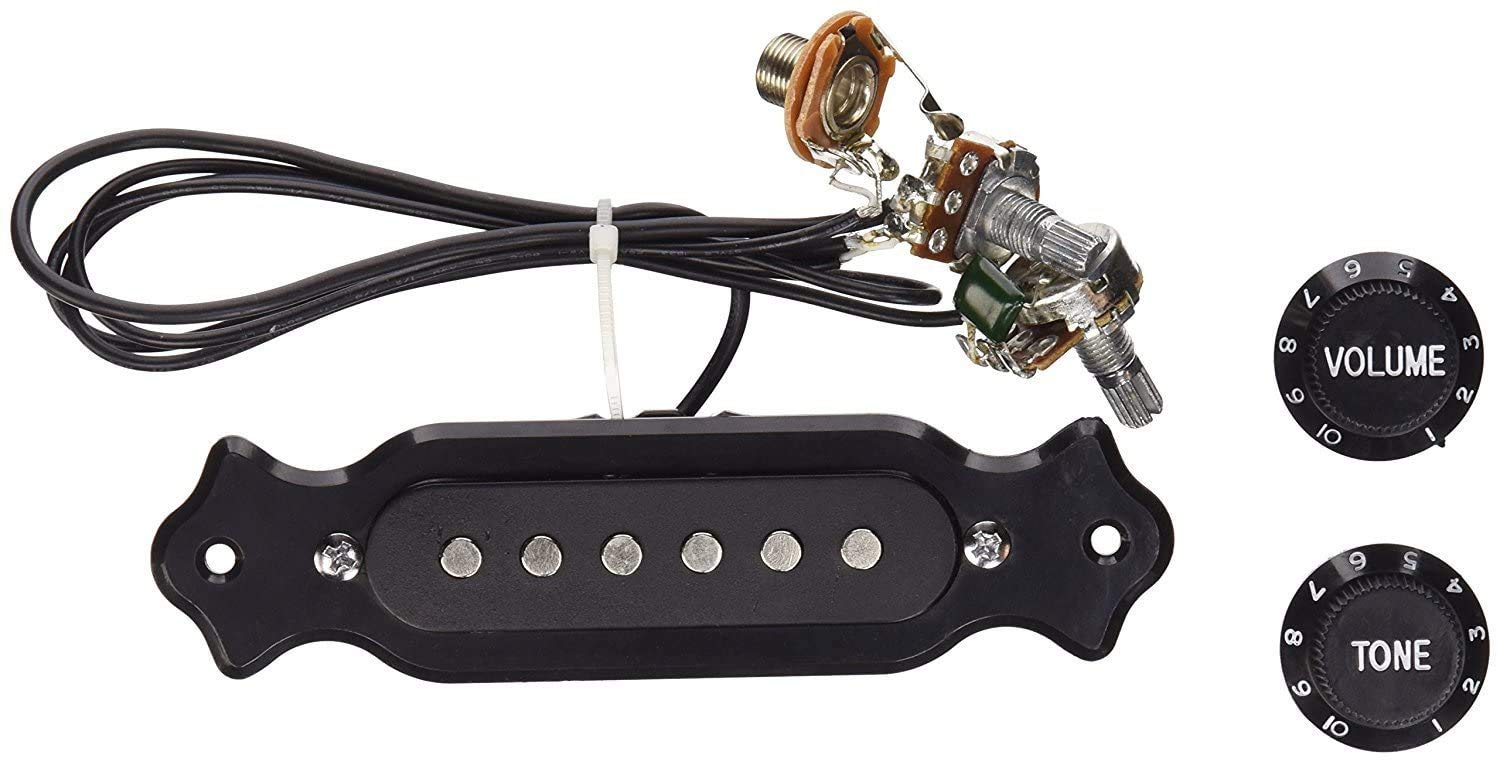 Joinsi 1 Sets Pre Wired 6 String Cigar Box Guitar Pickup Soundhole Harness With Picks, Volume & Tone For Electric Guitar