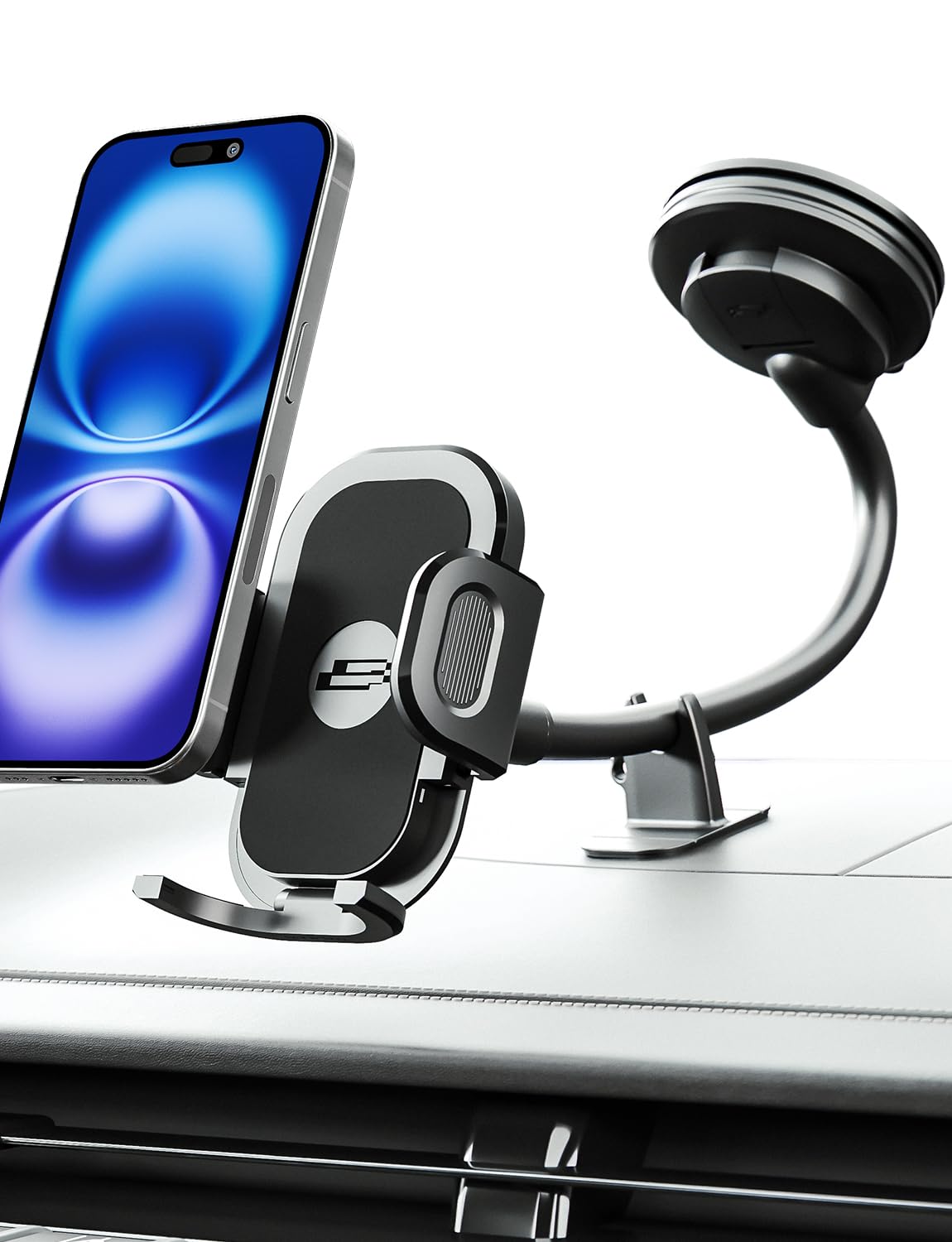 Bracketron Cell Phone Holders For Your Car, 7.5'' Flexible Gooseneck Phone Holder For Car Dashboard & Windshield, One-Hand Relea