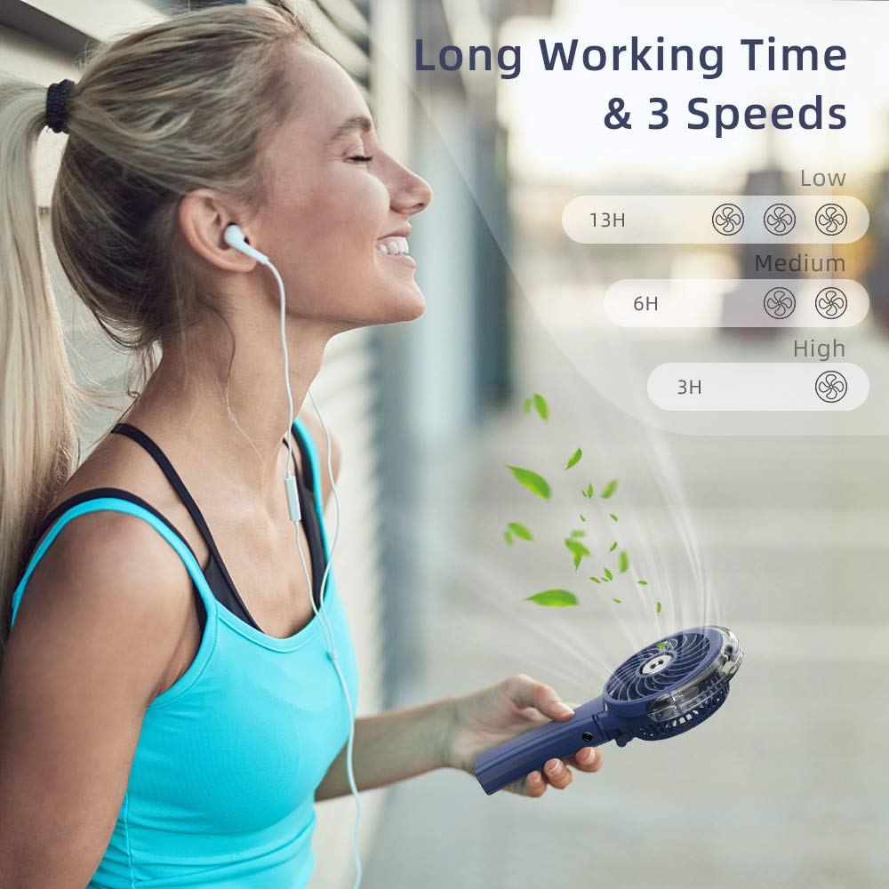 Handfan Portable Handheld Misting Fan, Rechargeable Personal Mister Fan, Battery Operated Spray Water Mist Fan, Foldable Electri