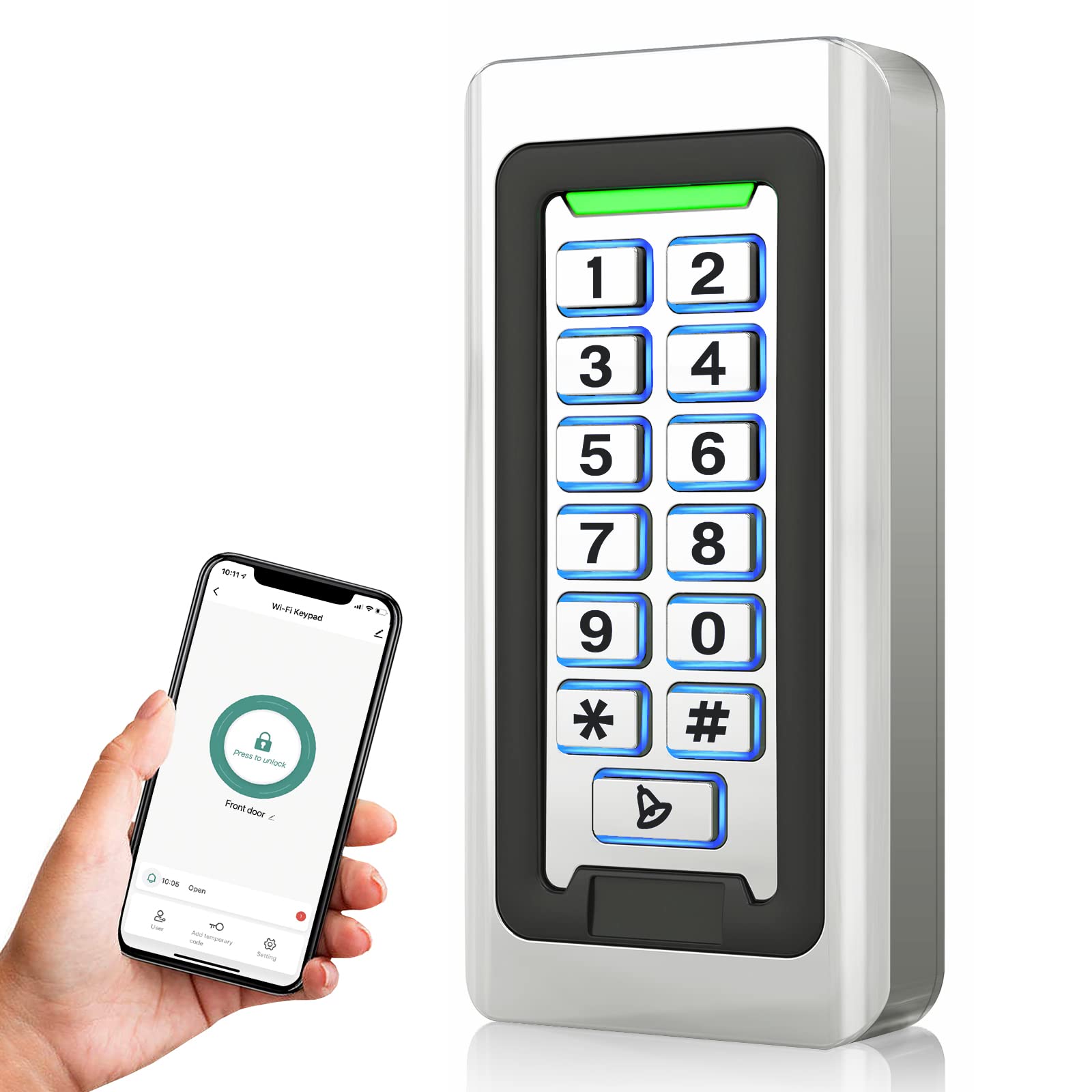 Wireless Wifi Access Control Keypad, Metal Stand Alone Door Access Control System, Em Card Reader, Weatherproof, Backlight, Tuya