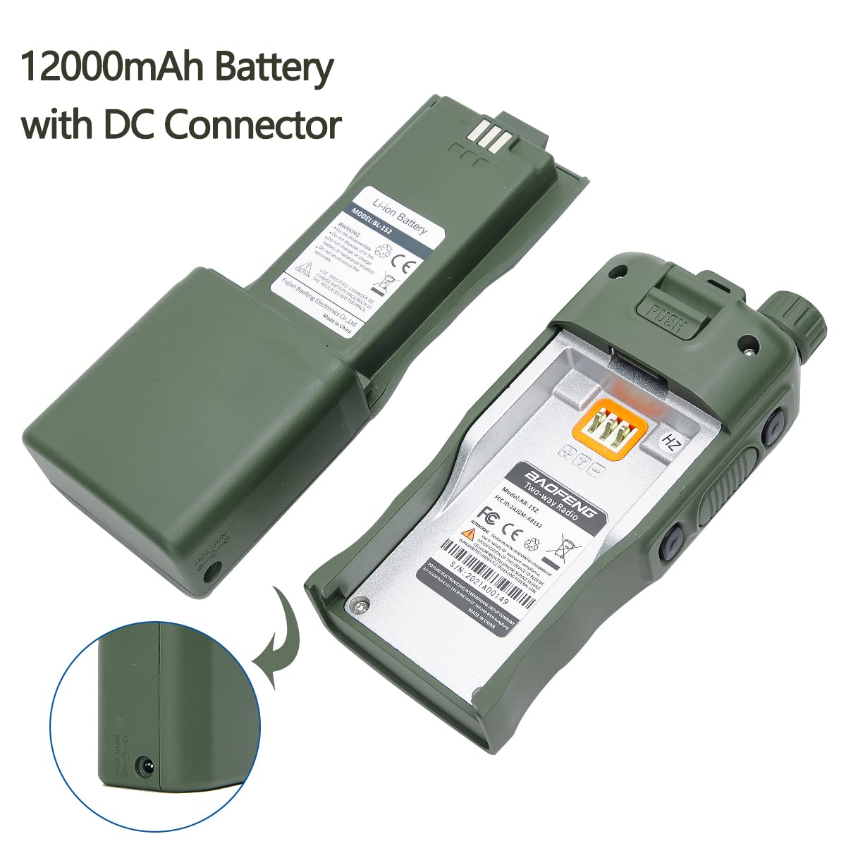 Baofeng Ar 152 Original Battery Bl 152 Li Ion Extend Battery Large Capacity Compatible With Ar152 Tactical Walkie Talkie Support
