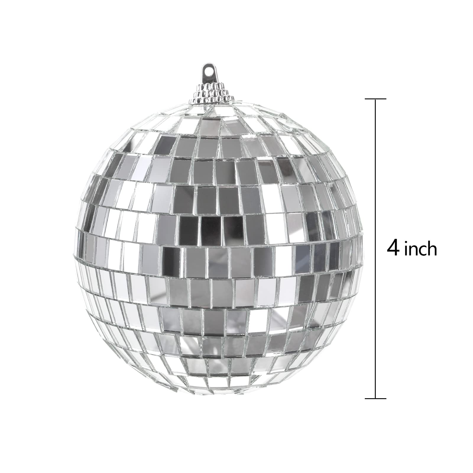 Suwimut 9 Pack Mirror Disco Ball, 4 Inch Small Reflective Mirror Ball Ornaments Silver Hanging Disco Balls With Attached String