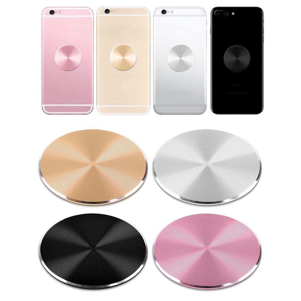 Cute Replacement Metal Plates Set 4 Pack For Magnetic Phone Holder. Kit Of 4 Mix Round Discs Without Holes For Car Mount, Phone