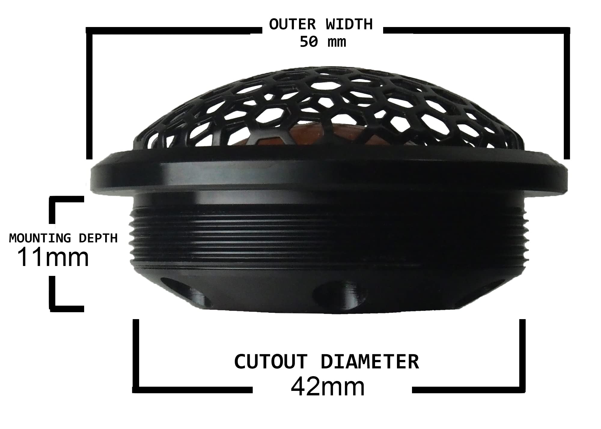 Bzrk Audio Rs T150 1 Inch Dome Tweeters For Car  150 Watts Each  Aluminum/Neodymium   Flush Mount Only Black/Copper