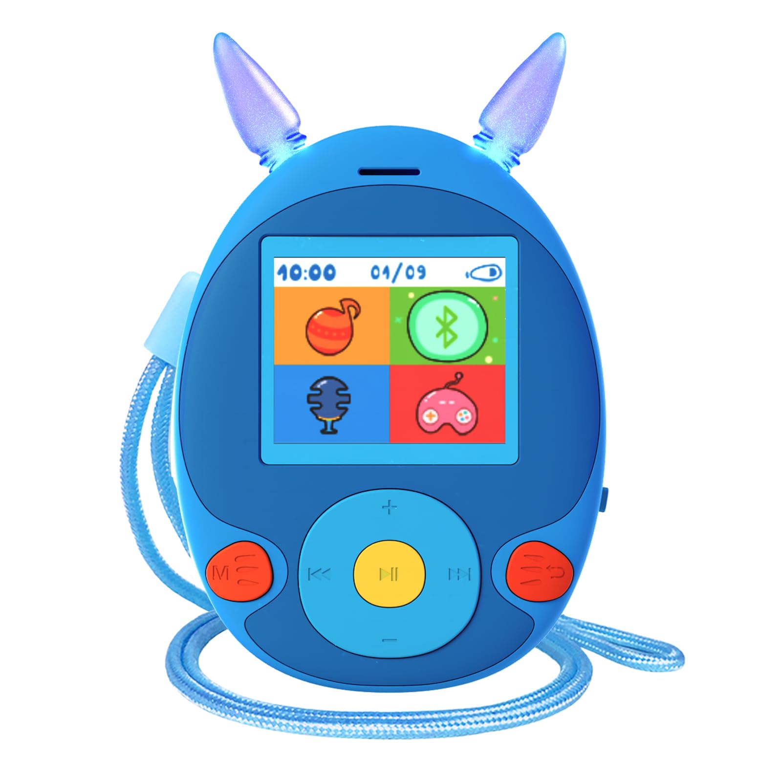 Blukasa 64Gb Mp3 Player For Kids, Kids Mp3 Player With Bluetooth, Front Speaker, Games, Recorder, Ear Lights, Alarm, Kids Music