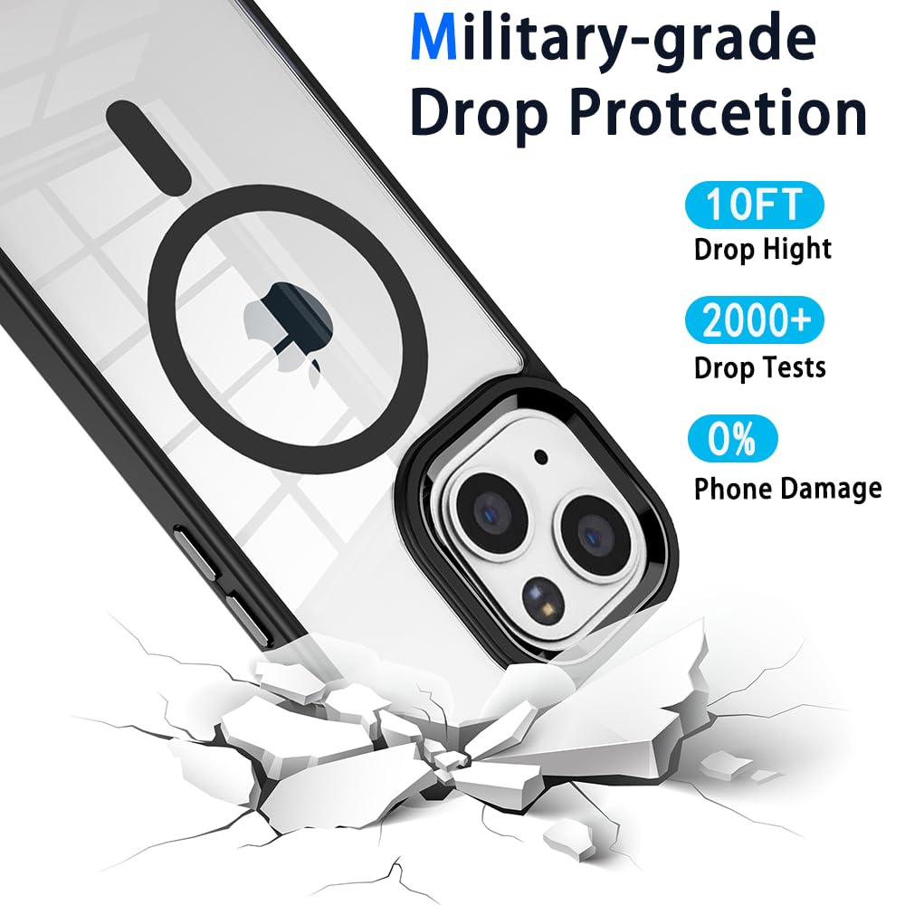 Pinlisheng Magnetic For Iphone 15 Case,Compatible With Magsafe, Military Grade Drop Tested, Shockproof Clear Hard Back Slim Case