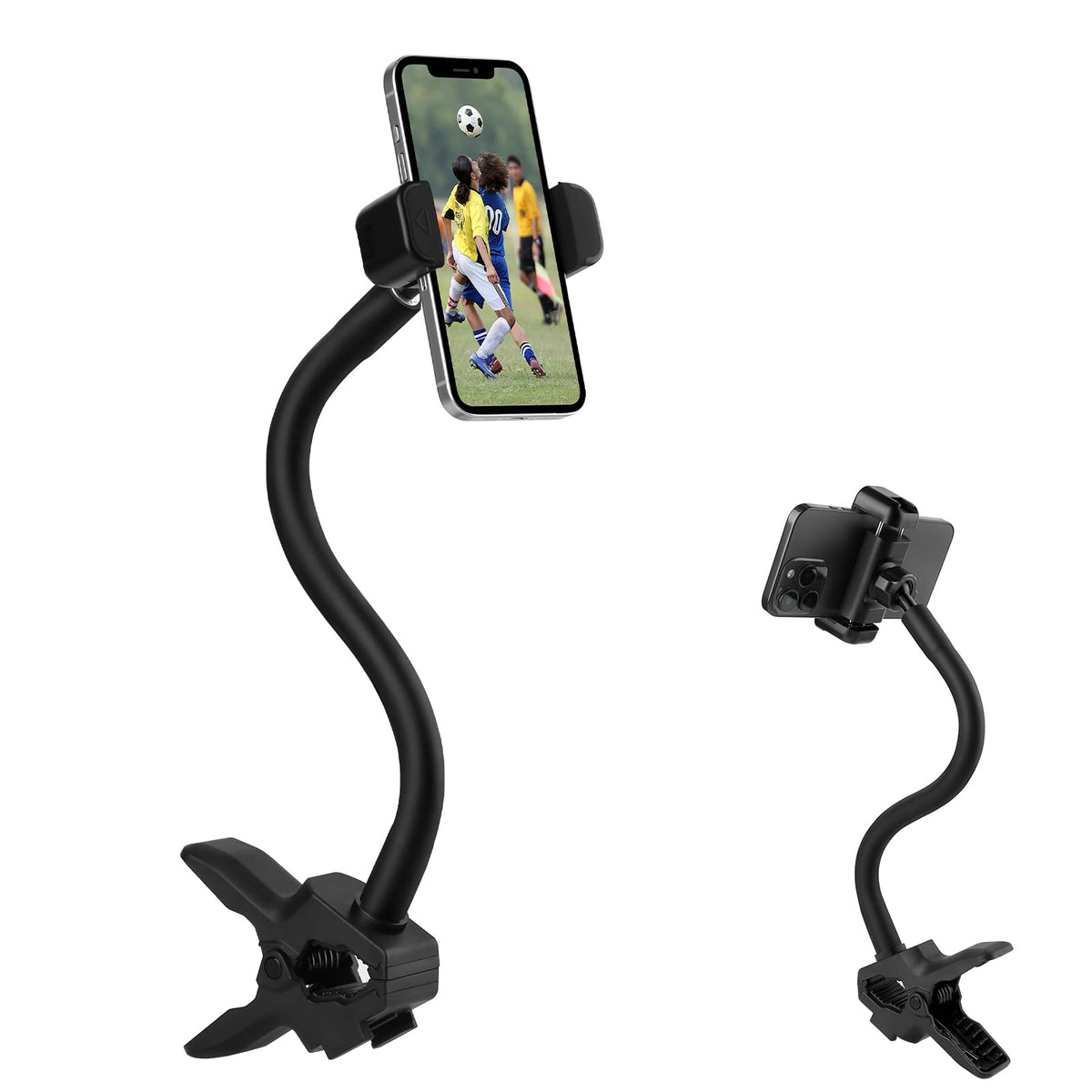 Mippko Phone Holder Jaws Flex Clamp,11.8'' Long Gooseneck Arm Aluminum Alloy Ball Head Mount For Desk/Table/Pole/Board,Compatibl