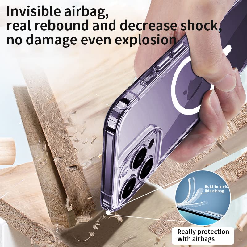 Yzoiko Strong Magnetic Clear For Iphone 14 Pro Max Case [10Ft Military Grade Protection] Compatible With Magsafe Shockproof Slim