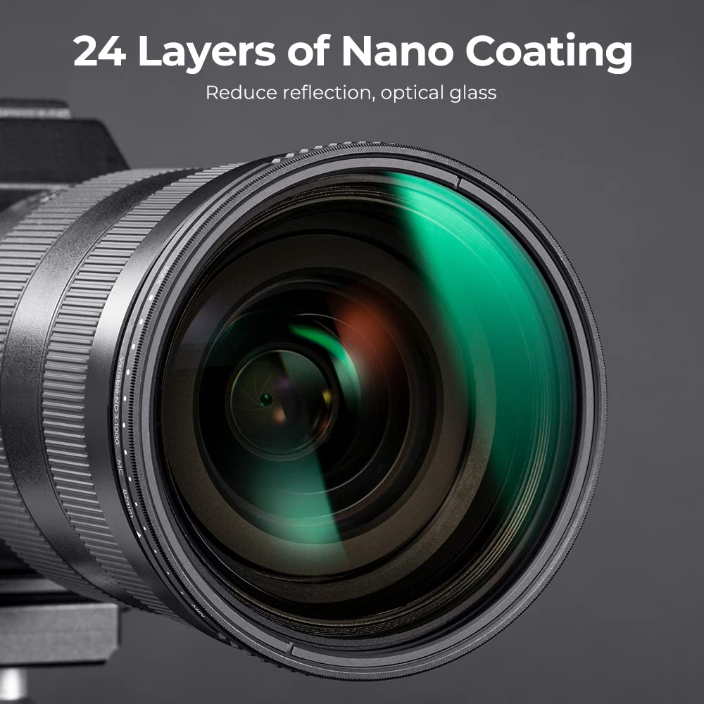 K&F Concept 58Mm Variable Nd3 Nd1000 Nd Filter (1.5 10 Stops) Neutral Density Lens Filter With 24 Multi Layer Coatings For Camer