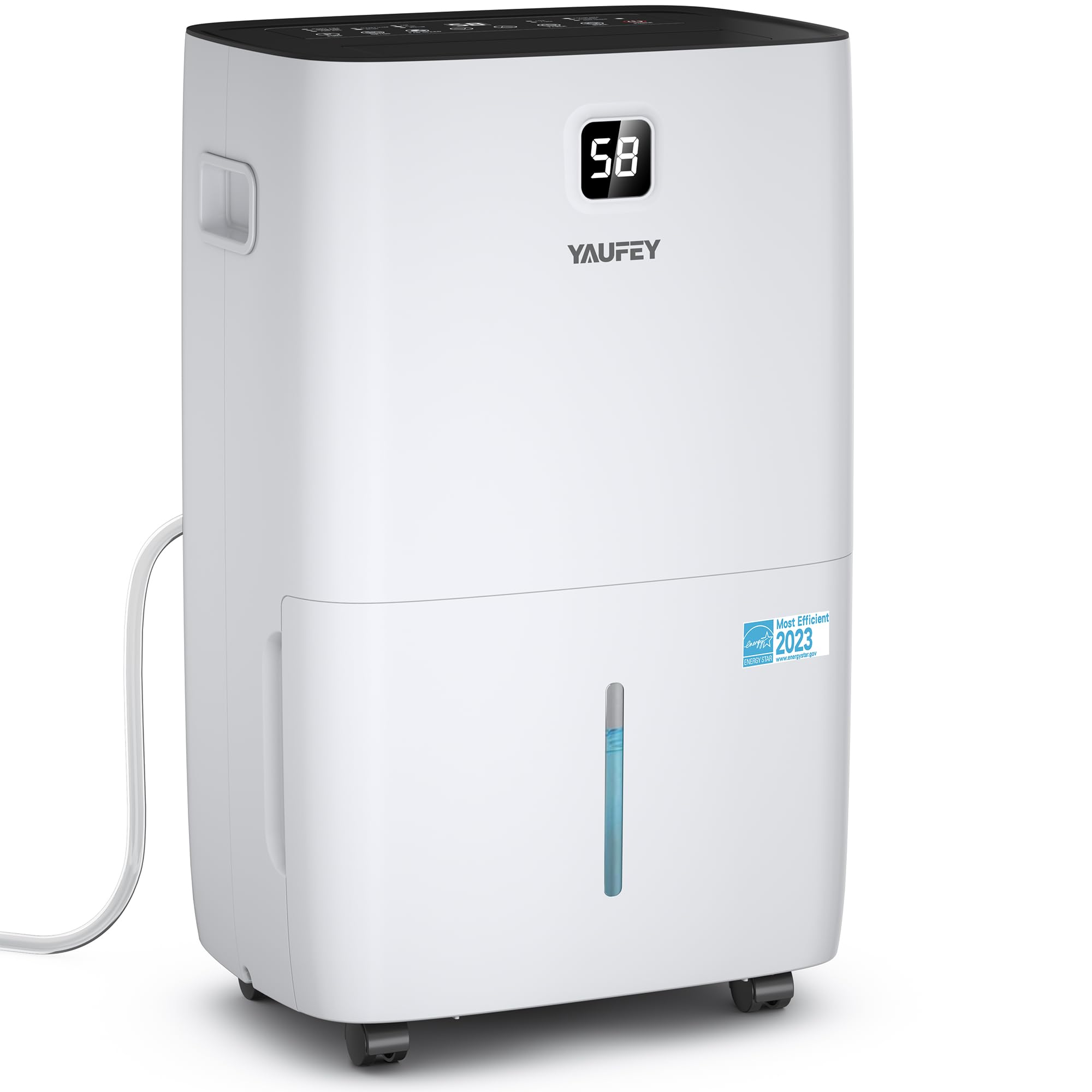Yaufey 150 Pints Energy Star Dehumidifier For Home, Basement And Large Room Up To 7000 Sq. Ft., With Drain Hose, Timer, Intellig