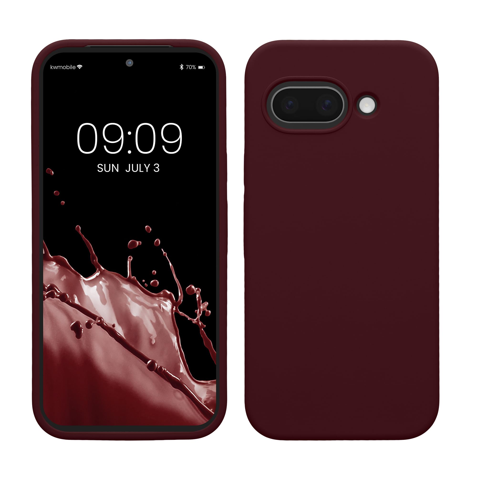 kwmobile Case Compatible with Google Pixel 9a Case - TPU Silicone Phone Cover with Soft Finish - Bordeaux Violet