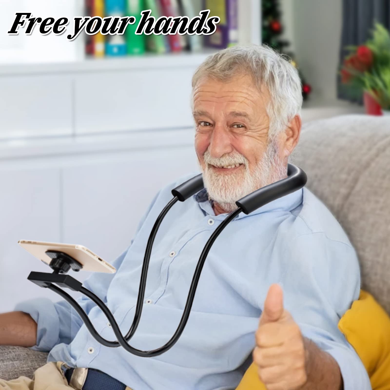 Zc Gel Phone Holder For Bed, Upgraded Neck Phone Holder Lazy Phones Stand 360Rotation Gooseneck Phone Support Hands Free For All