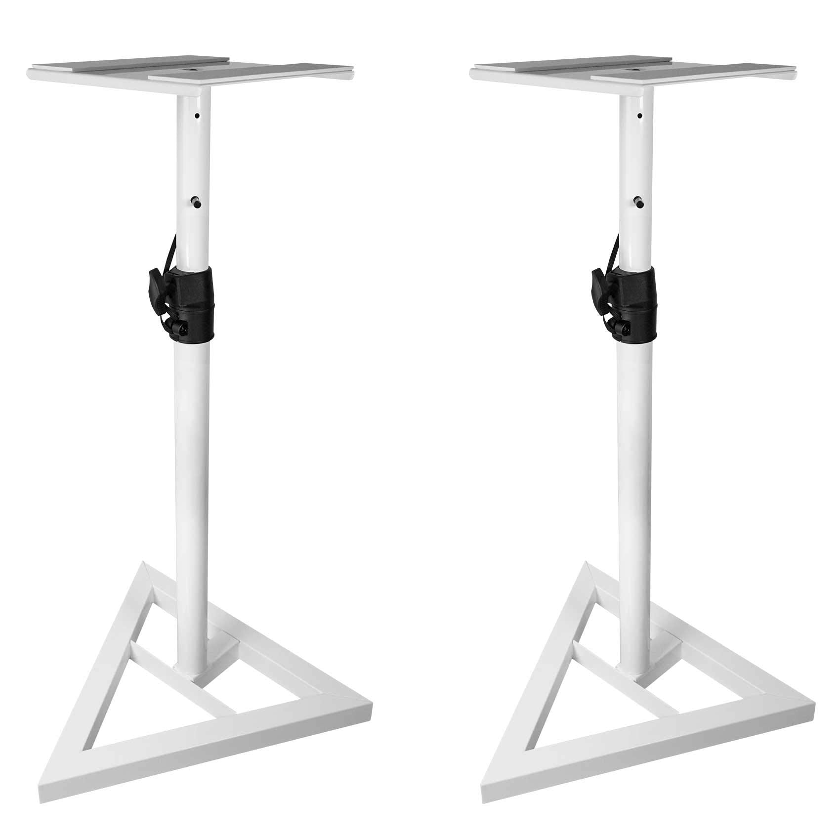 Rockville Pair Studio Monitor Speaker Stands w/Adjustable Height, White (RVSM1