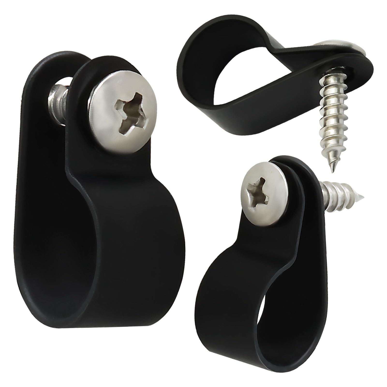 Waziaqoc 100 Pack PStyle 1/2 Inch Nylon Cable Clips For Secure Wire Management, Black Cable Clips With Included Screws For Easy