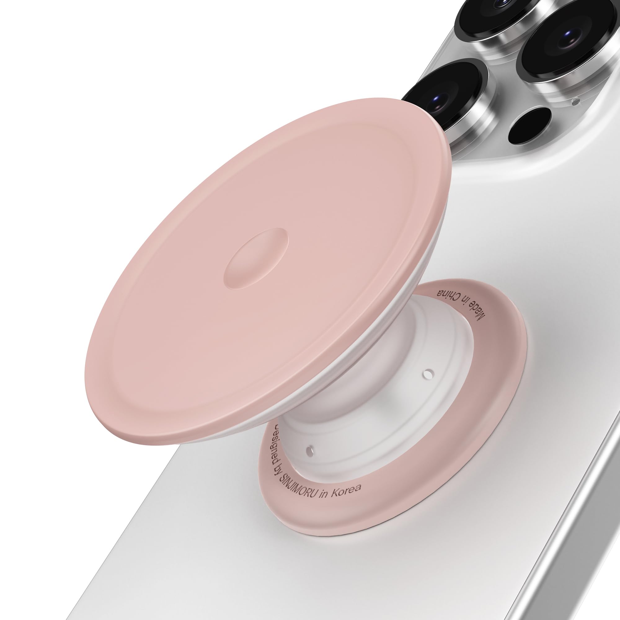 Sinjimoru for Soft Silicone Phone Grip Stand, Strong Adhesive Slim Holder for Comfortable One-Hand Use on Any Smartphone - Tap T