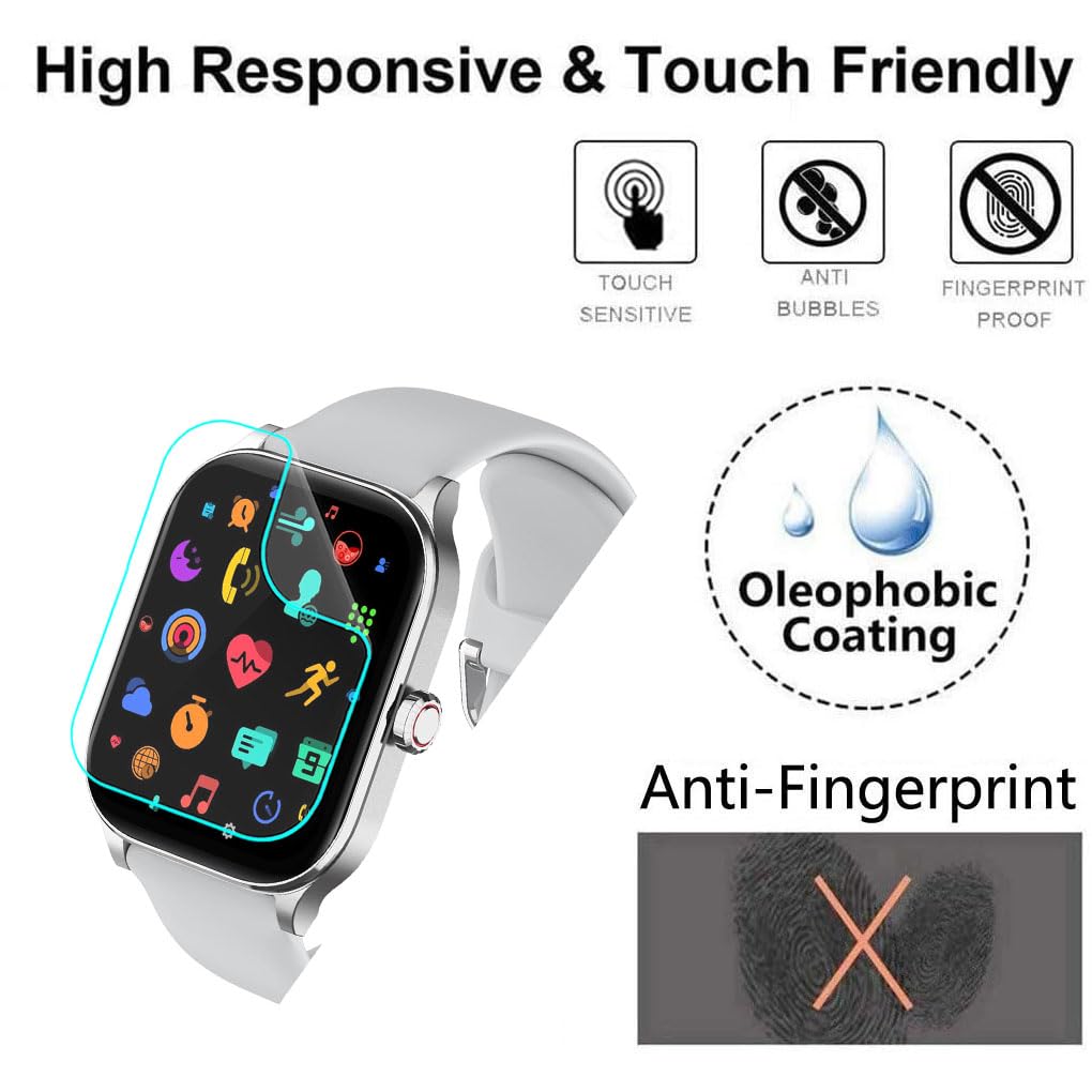 Futanwei [5 Pack] For Othalne Smart Watch P68 Screen Protector 2.01 '' Soft Pet Film [Case Friendly] [Anti-Scratch] [Bubble Free