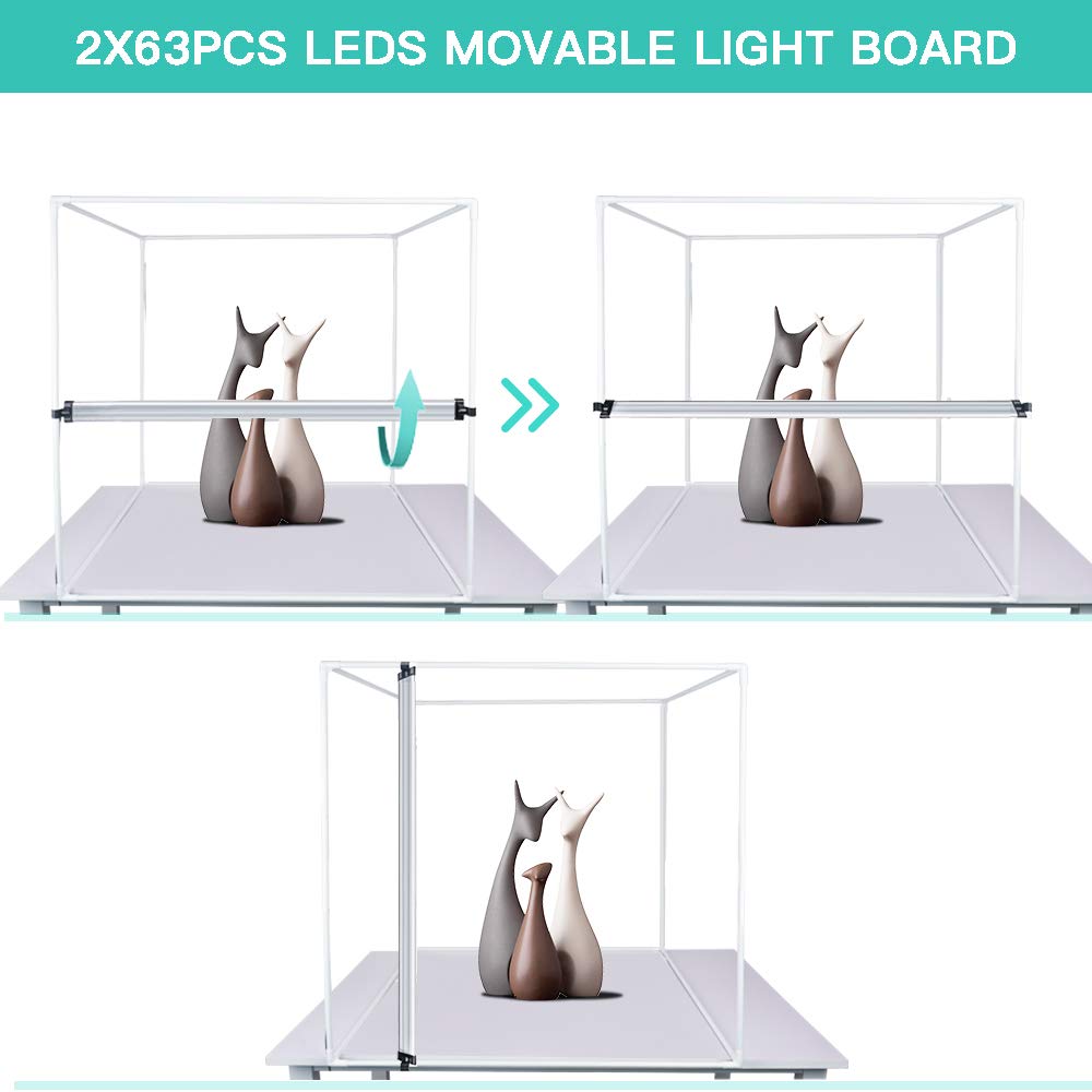 Travor Photo Studio Light Box 32X32Inch Professional Dimmable Photo Booth Shooting Tent Kit With 126 Led Lights, 4 Backdrops For