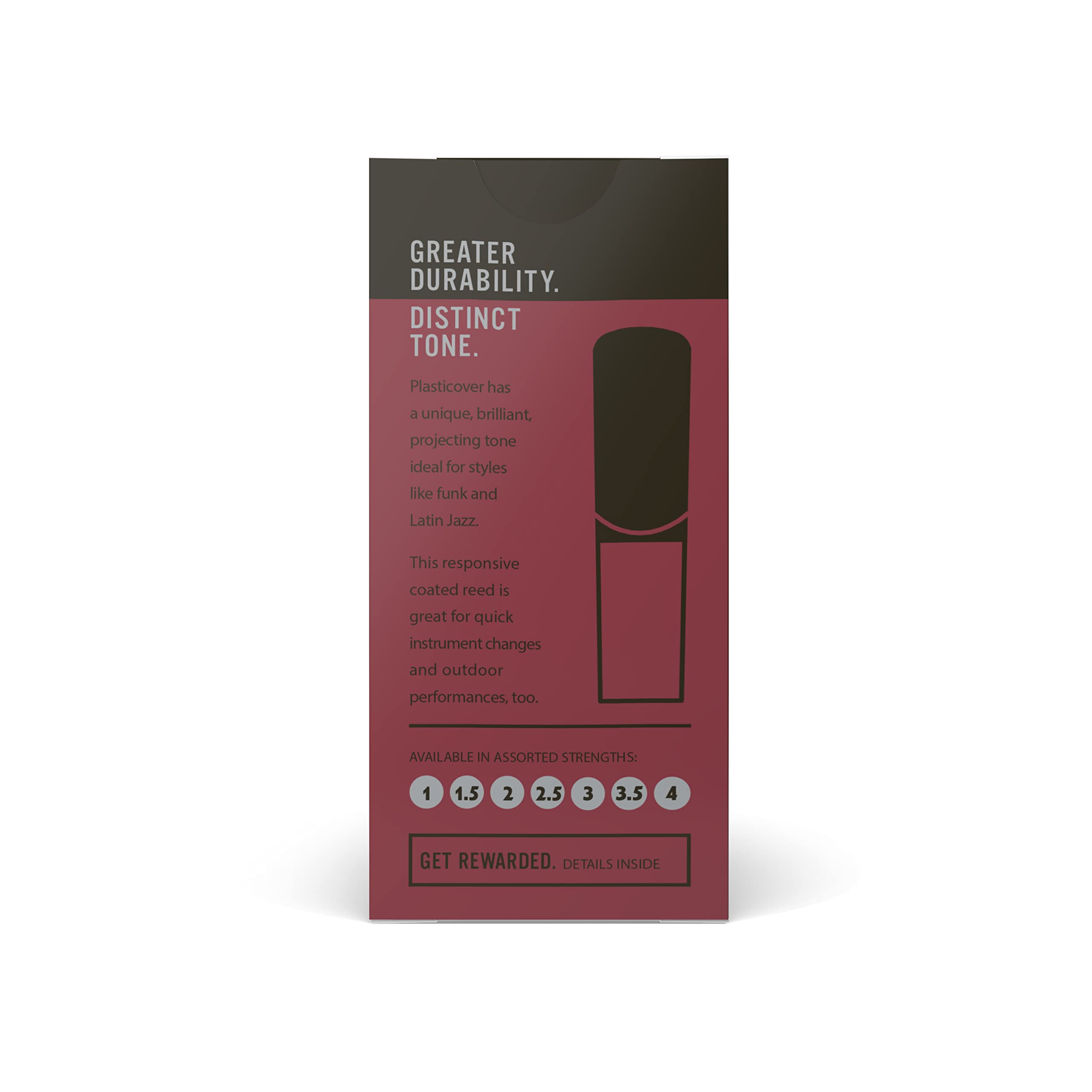 Daddario Woodwinds Rico Plasticover Alto Sax Reeds, Strength 2.5, 5-Pack - Rrp05Asx250