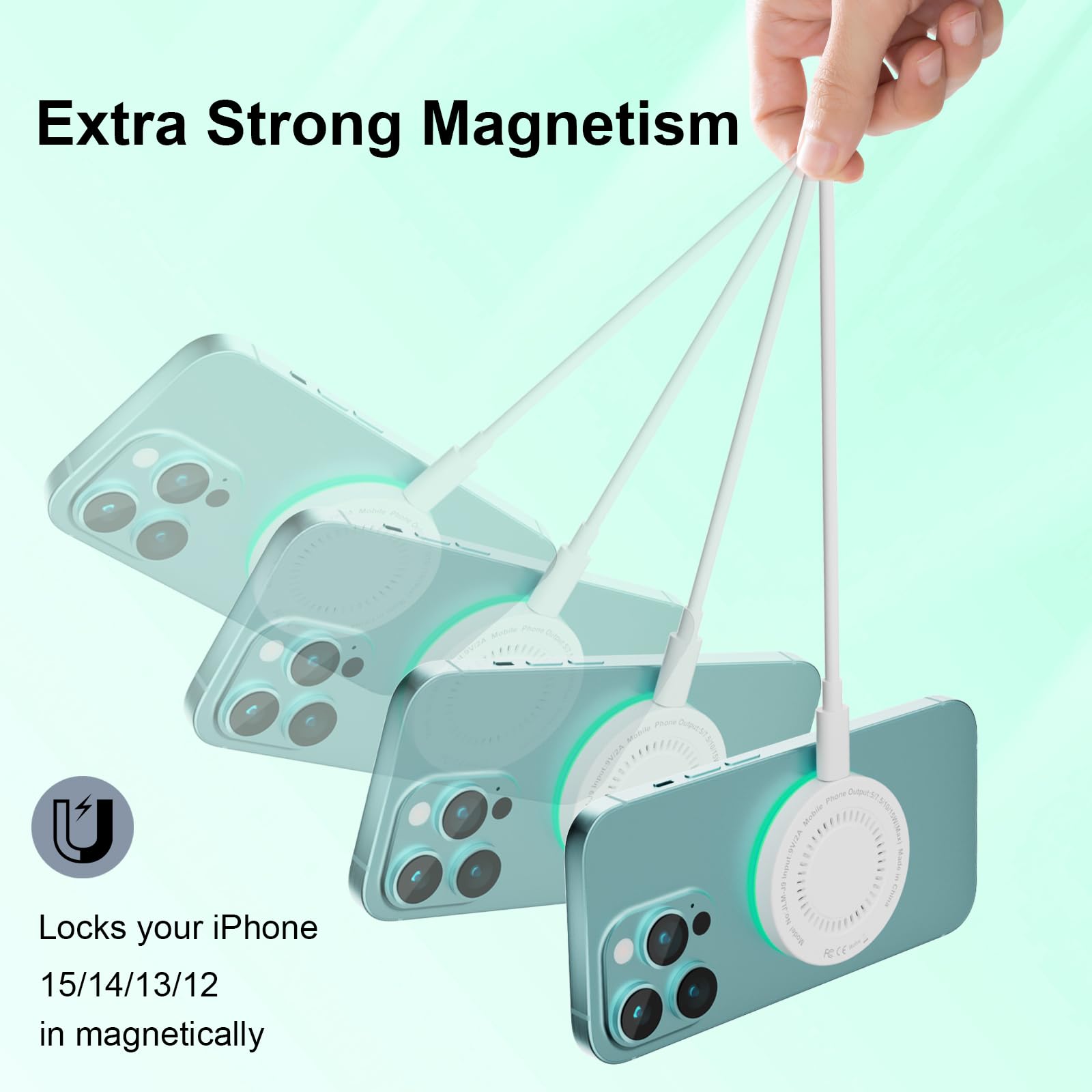 Magsafe Charger 2Pack 15W Magnetic Wireless Charger Fast Charging Pad With 6Ft Usb C To Usb C Cable Compatible With Iphone 16/15