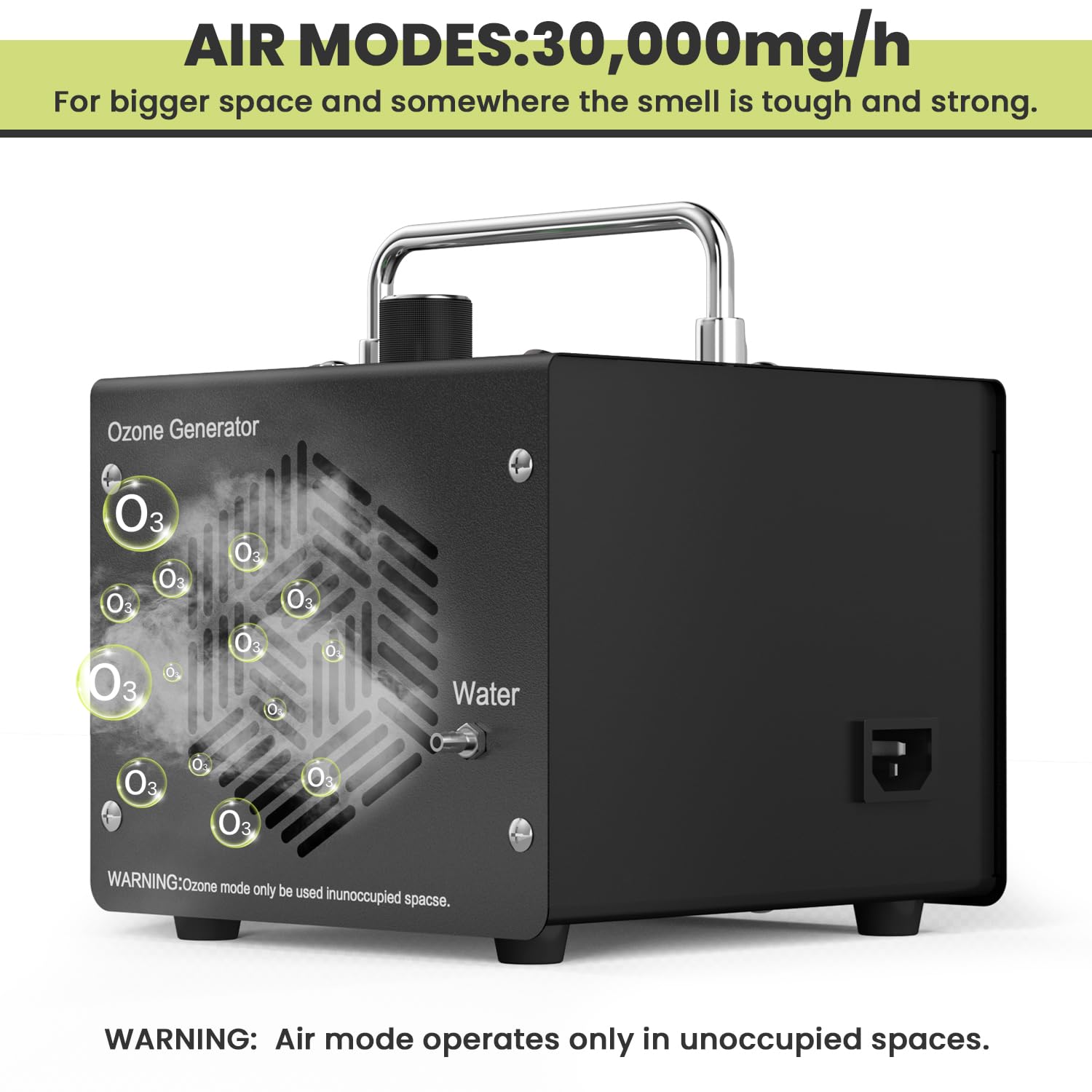 Medvoe 0Zone Generator For Water & Air   0Zone Machine 30000Mg For Car/Home/Smoke/Pet Odor, Black