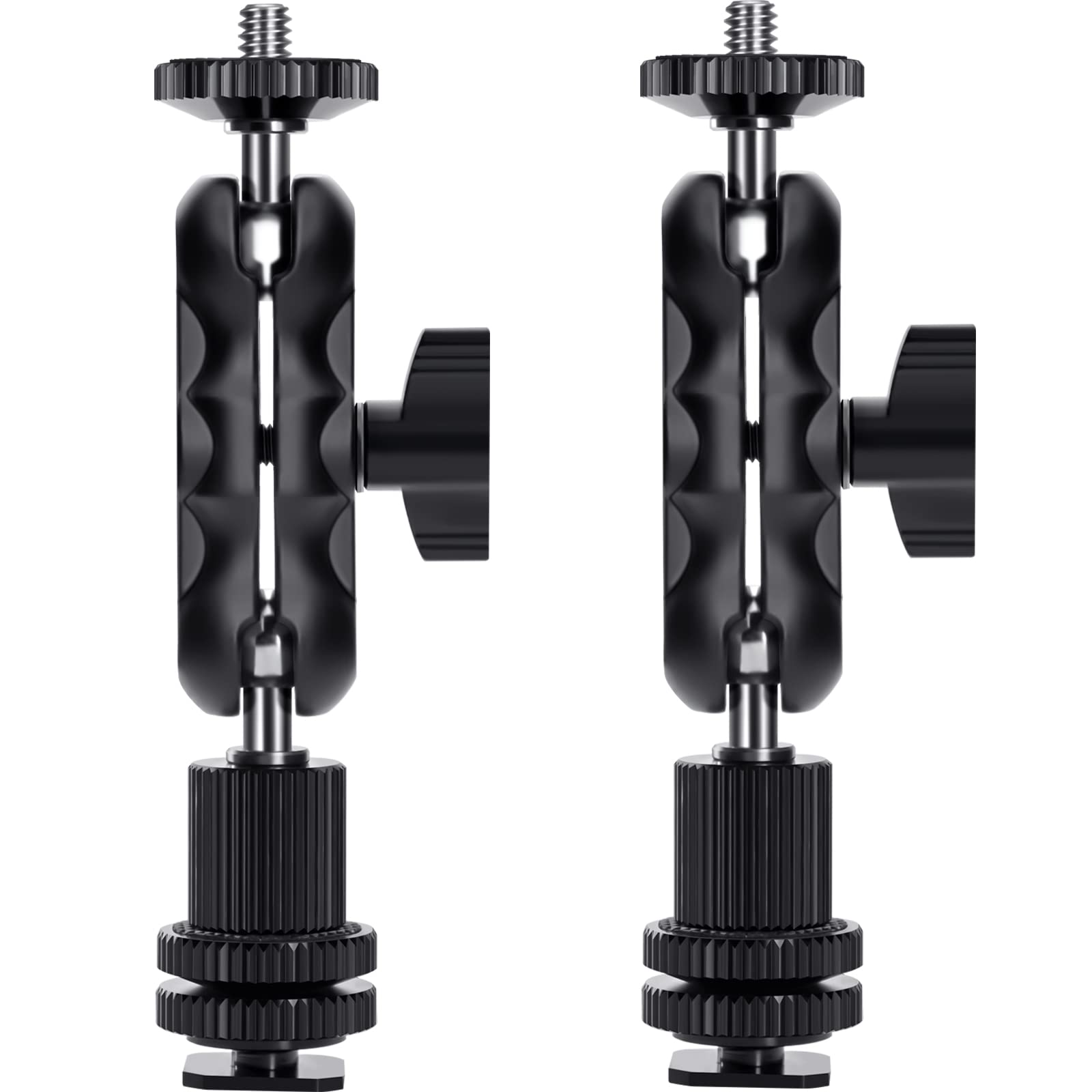 Lanxire Magic Arm Cool Ballhead Double Ball Head Adapter With 1/4 Screw And Cold Shoe Mount   2 Pack For Cameras, Camcorders, Mo