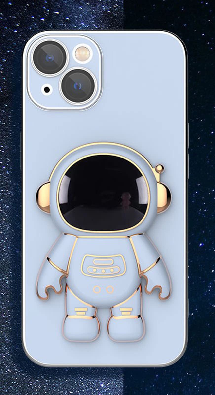 Lswrlixa Astronaut Case Compatible Iphone 11 12 13 Pro Max 6D Plating Case Cover With Stand Astronaut Case Blue For Iphone 13