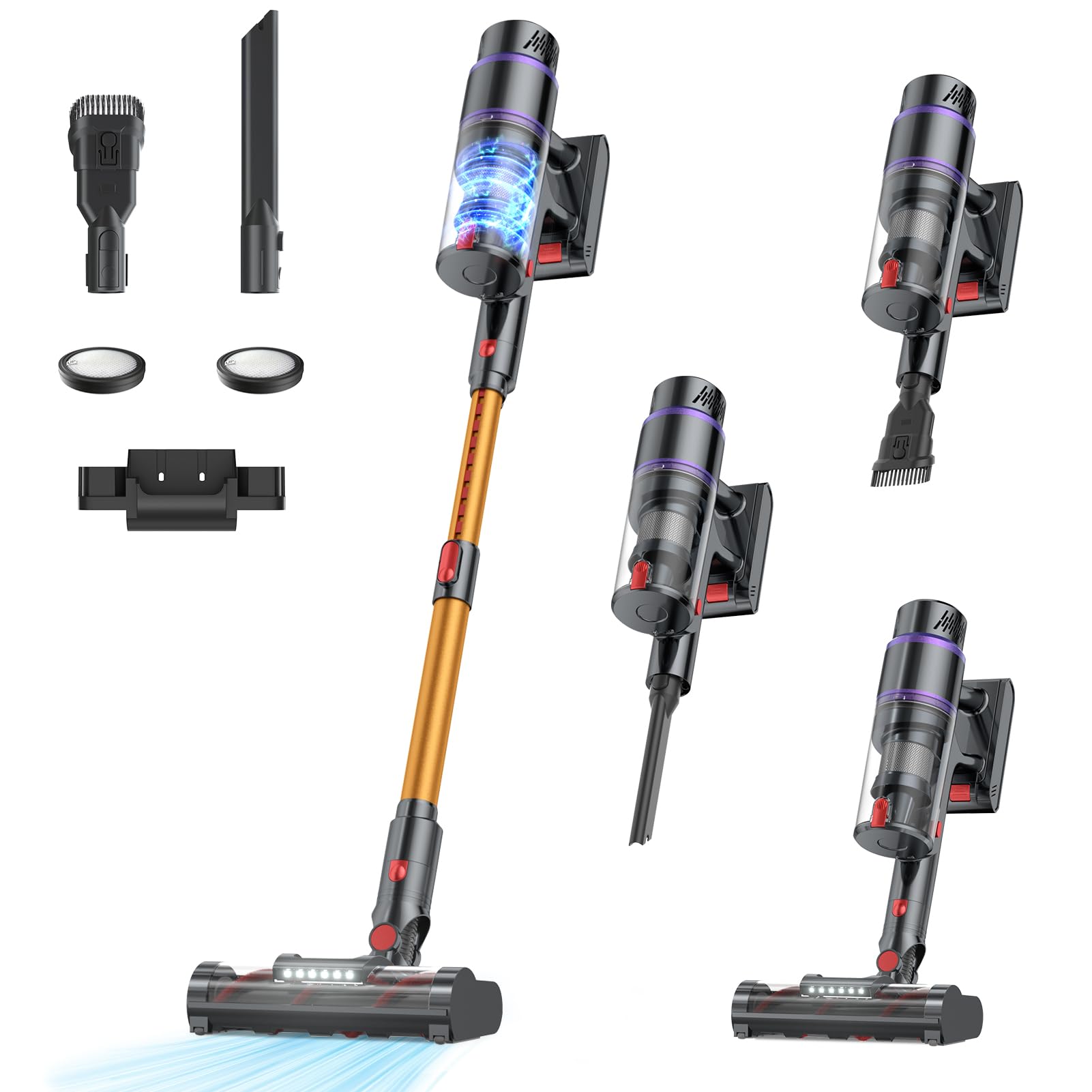 Cordless Vacuum Cleaner, 550W/50Kpa/70Mins Cordless Vacuum Cleaners for Home with Smart Auto Mode/LED Touch Display, Self-Standi
