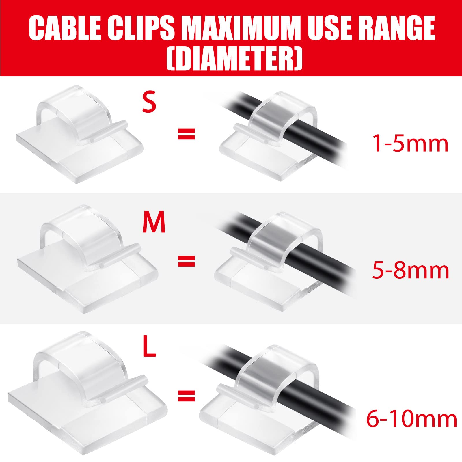 Blulu 100 Pcs Cable Clips Adhesive Cable Organizer Cord Holder Wire Clip Wire Management Self Adhesive Hooks For Home School Off