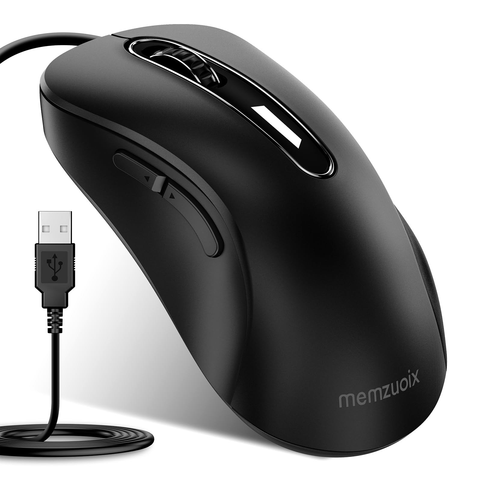 memzuoix Wired Mouse, USB Computer Mouse 1400 DPI Mobile Optical Mouse Ergonomic Design Computer Mice with 5FT Cord for Laptop, 
